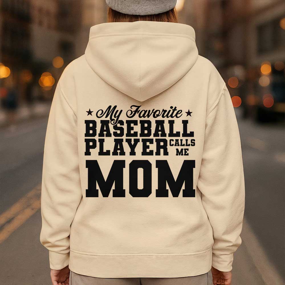 My Favorite Baseball Player Calls Me Mom - All Over Print Baseball Hoodie