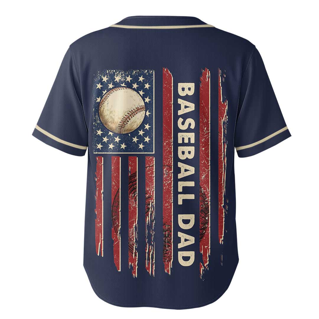 Baseball Dad - Custom Navy White Baseball Jersey