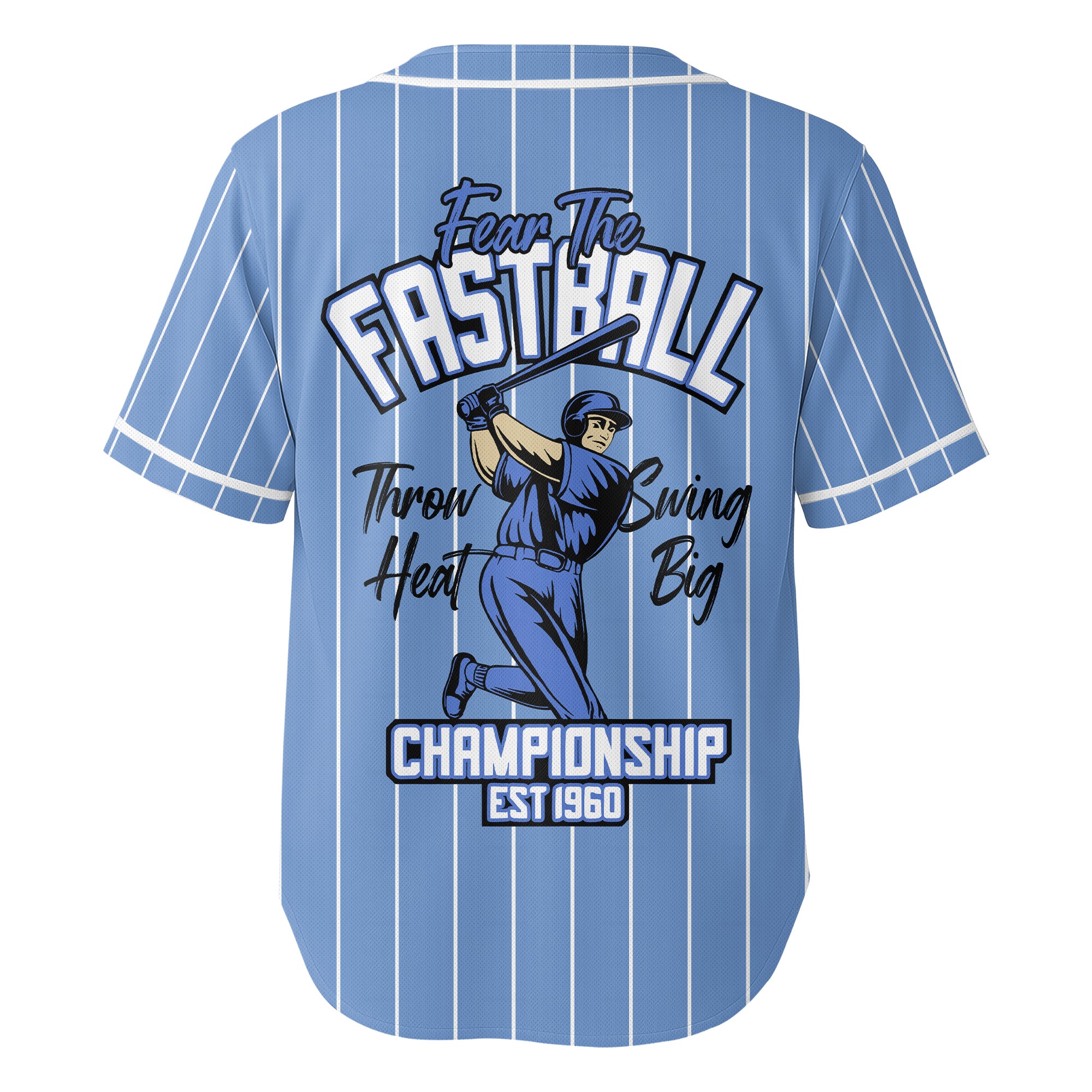 Throw Heat Swing Big - Custom Light Blue with White Stripes Baseball Jersey