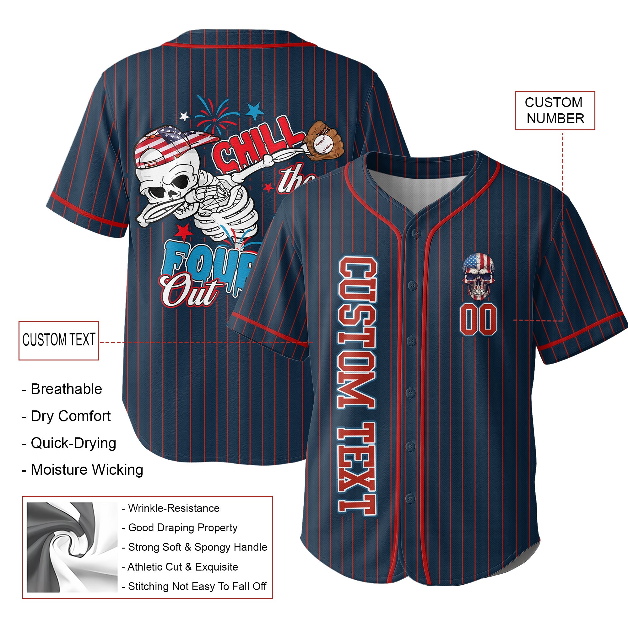 Chill The Fourth Out - Custom Fourth Of July Baseball Jersey