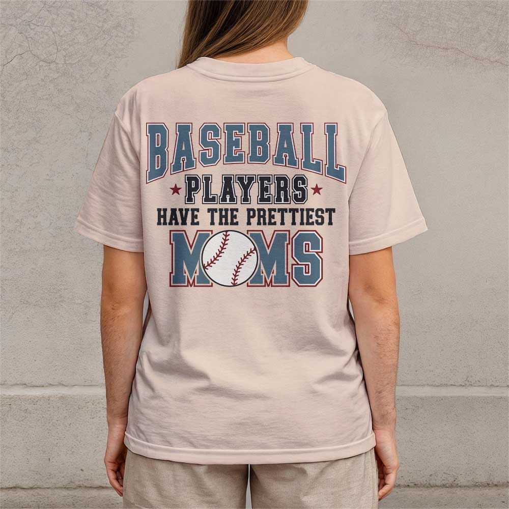Baseball Players Have The Prettiest Moms - White and Sand Baseball T-Shirt