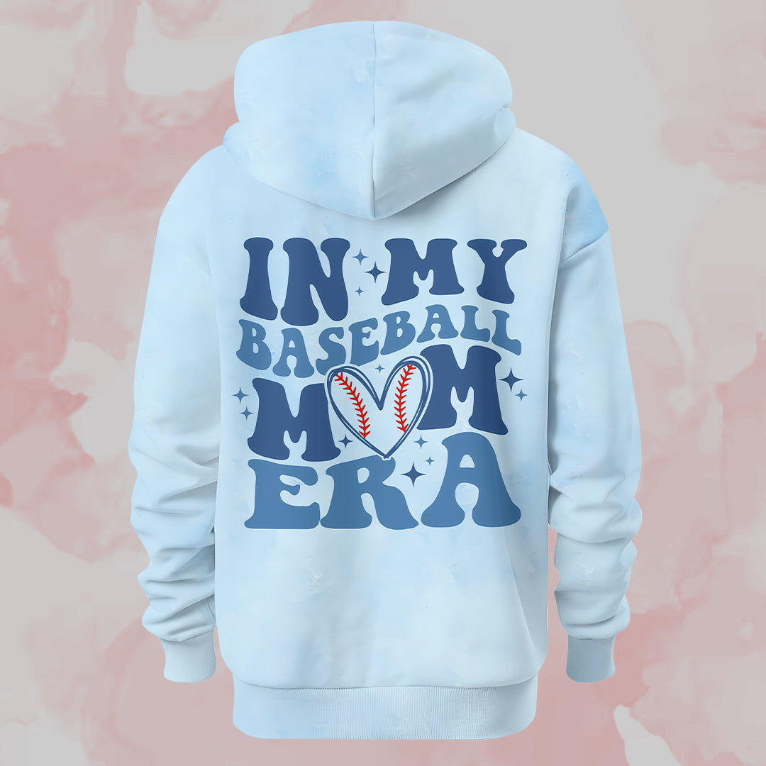 In My Baseball Mom Era- All Over Print Blue Baseball Hoodie