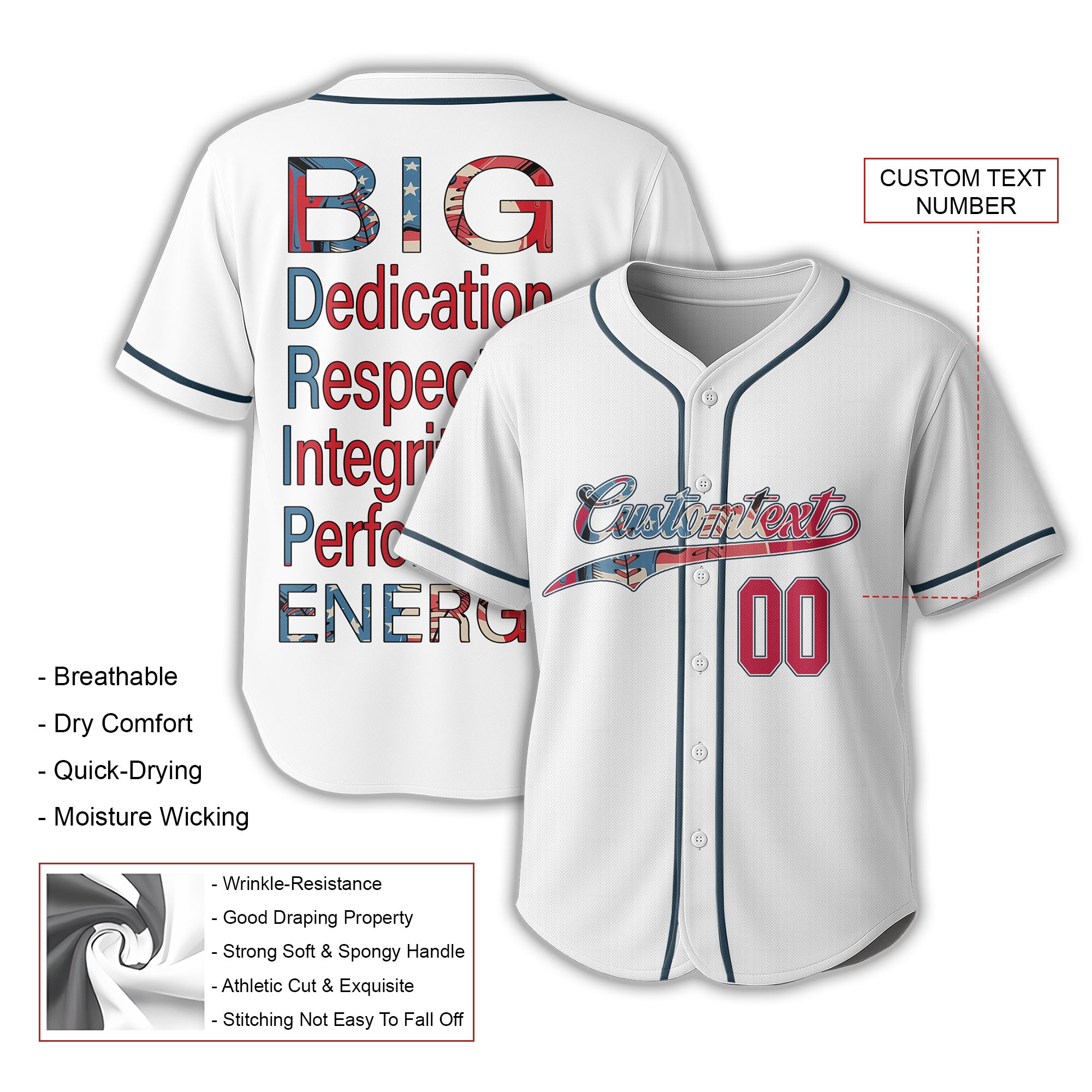 BIG D.R.I.P ENERGY - Custom Fourth Of July Baseball Jersey