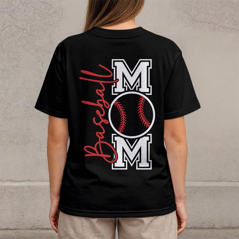 Baseball Mom - White and Black Baseball T-Shirt