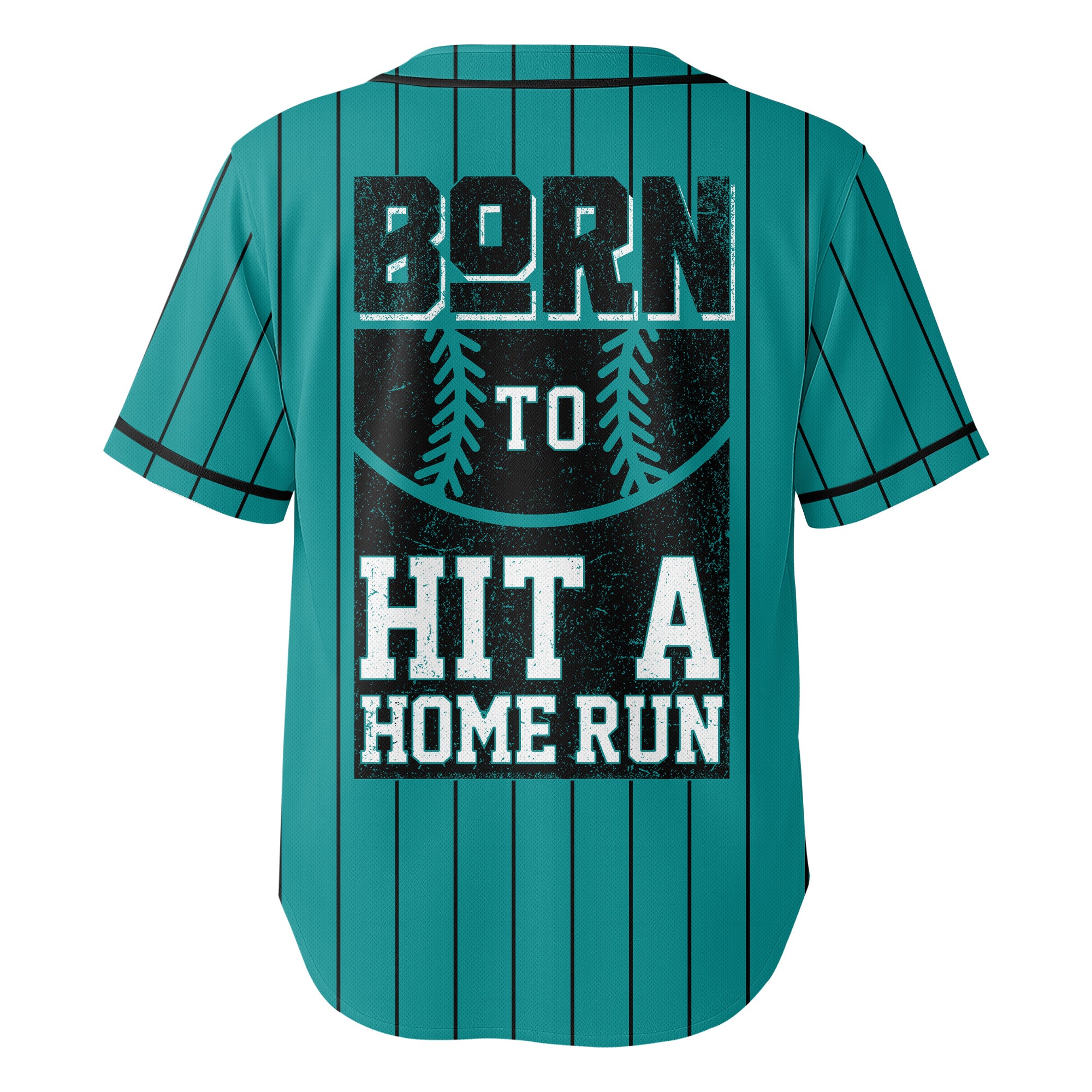 Born To Hit A Home Run - Custom Aqua Blue Black Baseball Jersey