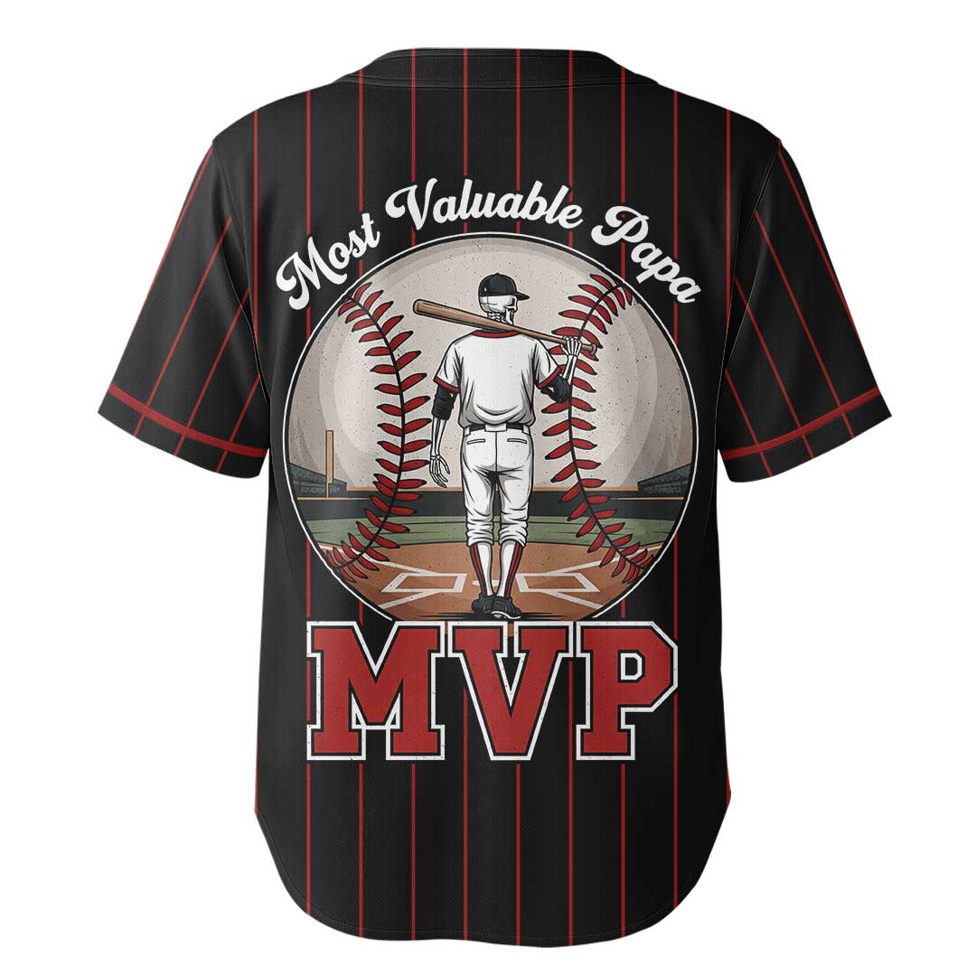 MVP Most Valuable Papa - Custom Black Red Stripe Baseball Jersey