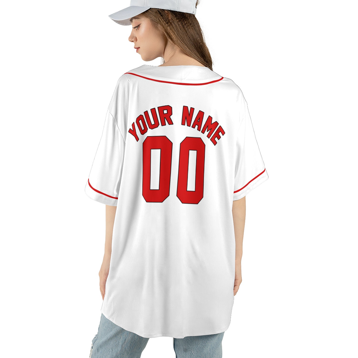 Classic Red Custom Jersey – Your Name & Team Logo on Vintage White