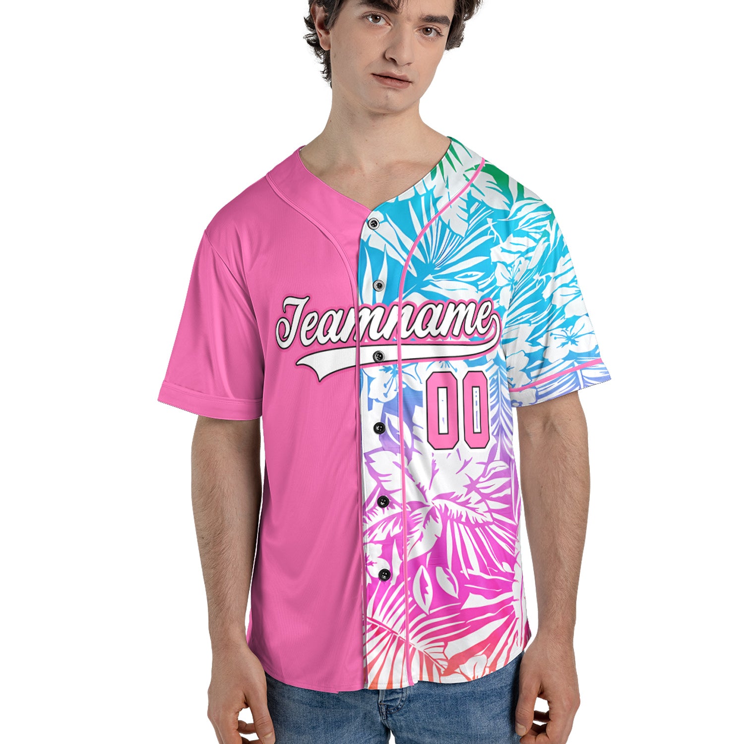 Tropical Dream Baseball Jersey – Pink Split Paradise Edition