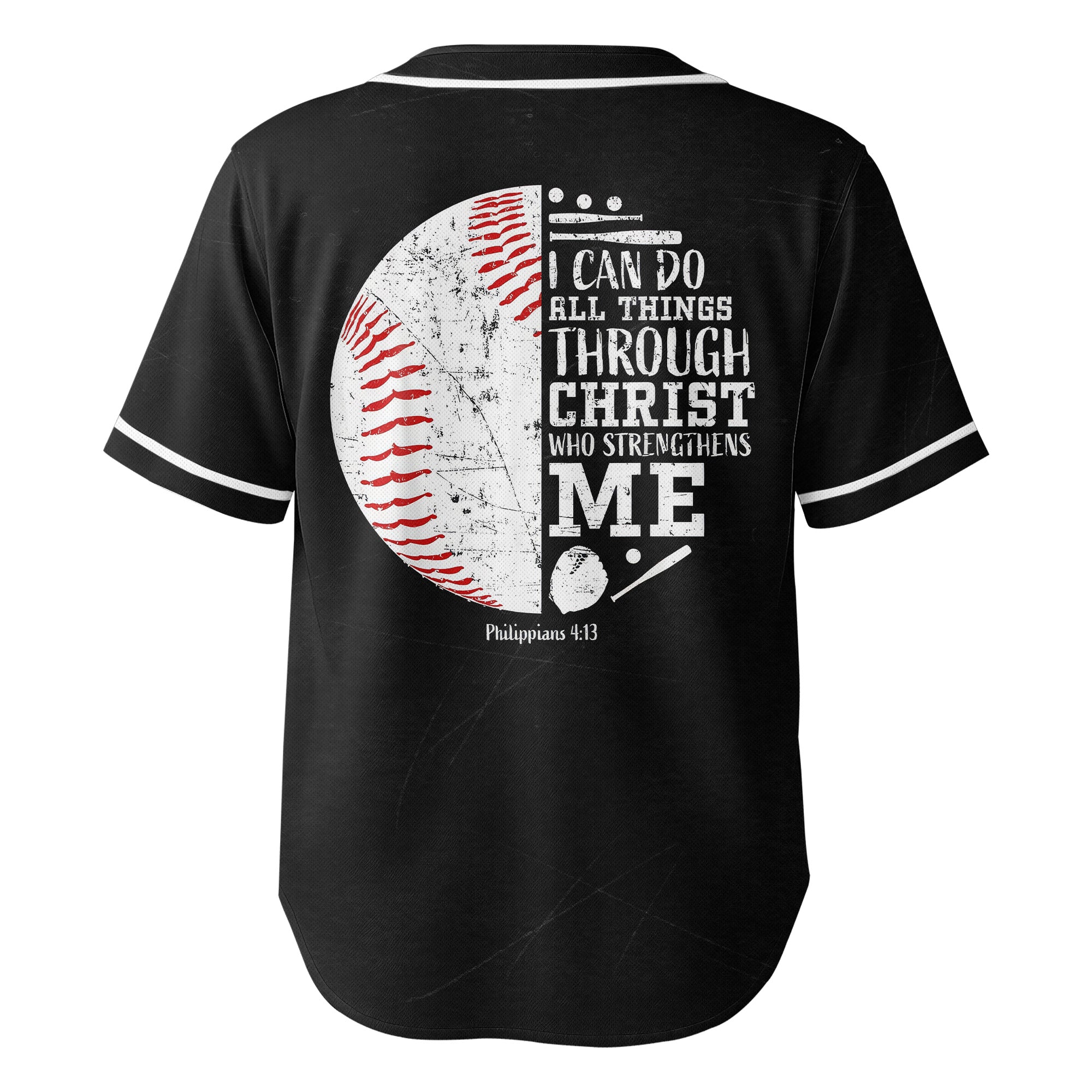I Can Do All Things Through Christ - Custom Black Baseball Jersey