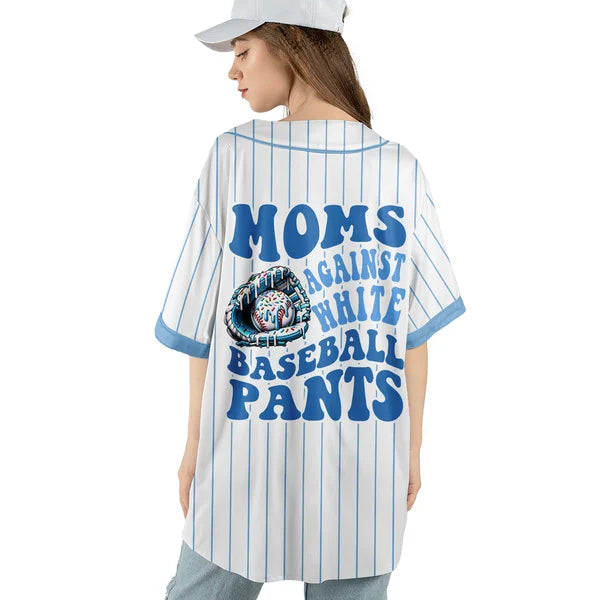Custom Moms Against White Baseball Pants - Baseball Jersey - Baseball Jersey for Mom