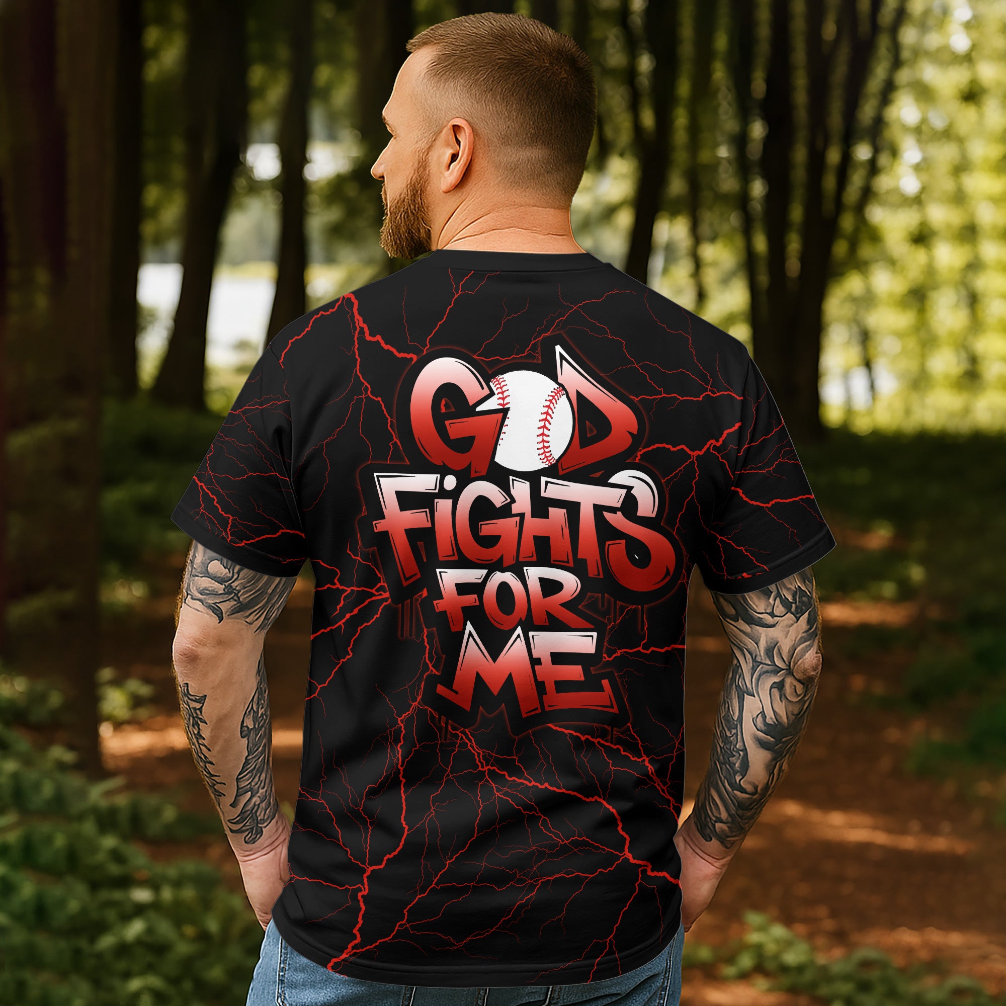 God Fights For Me All Over Print T-Shirt