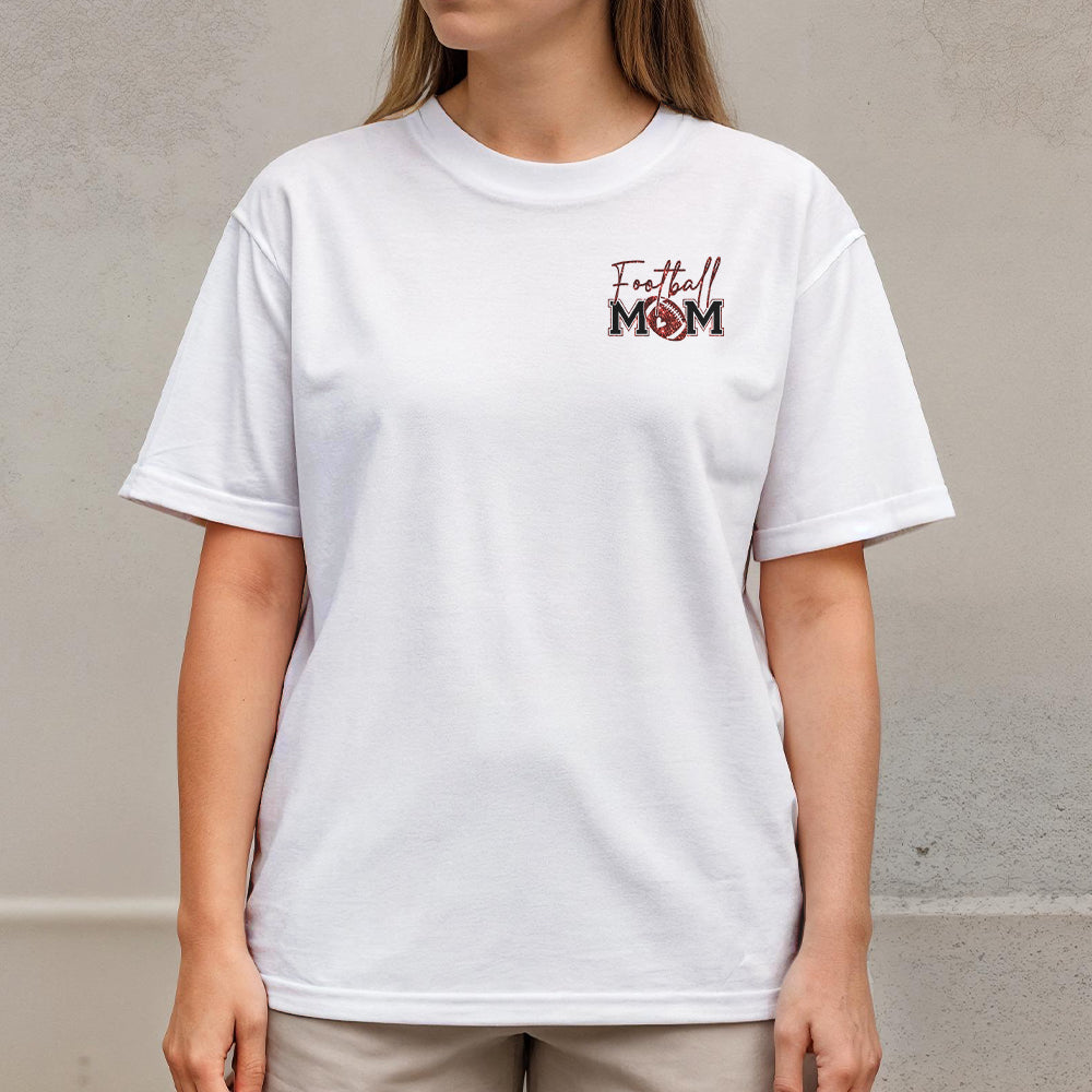 Glitter Football Mom - Black and White Tshirt for Football Season