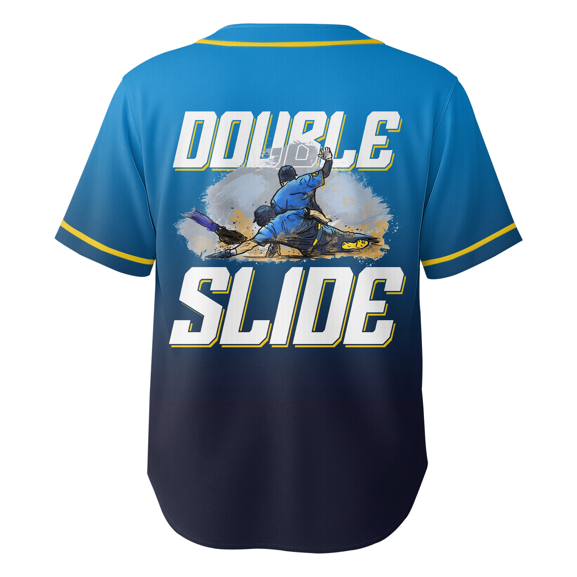 Double Slide - Custom Blue Black Gradient Baseball Jersey