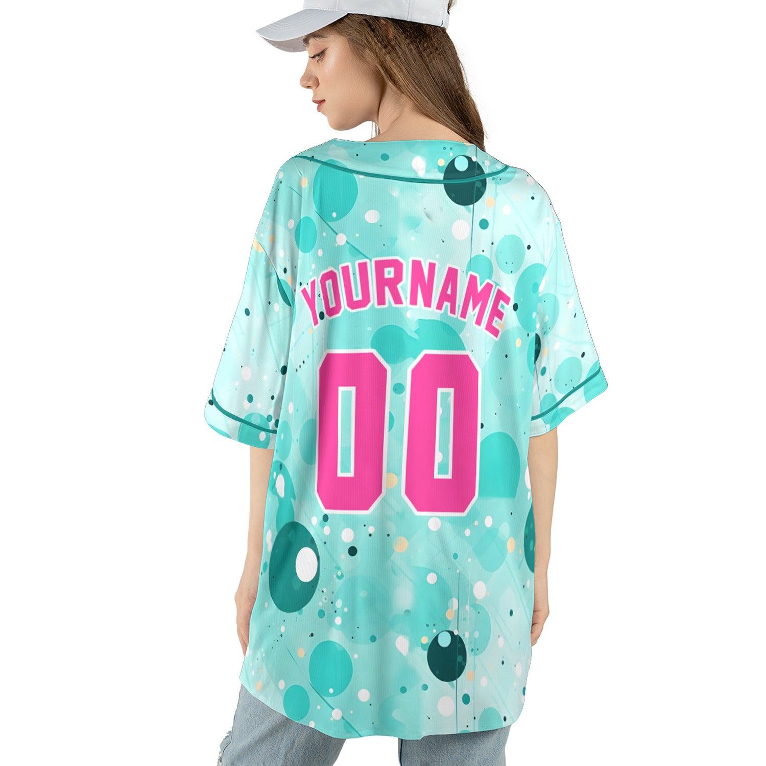 Custom Baseball Jersey – Aqua Bubble Pop
