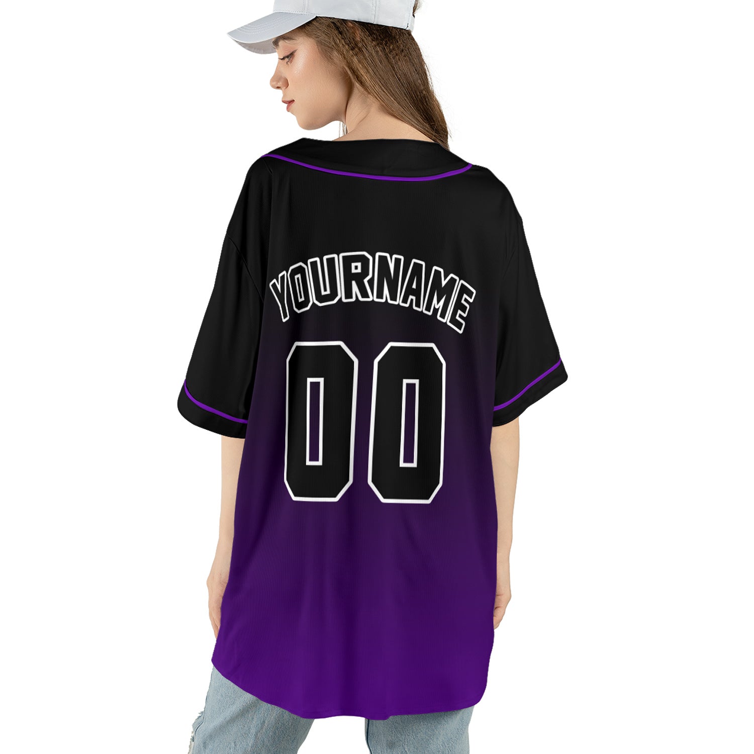 Custom Baseball Jersey – Gradient Black to Purple
