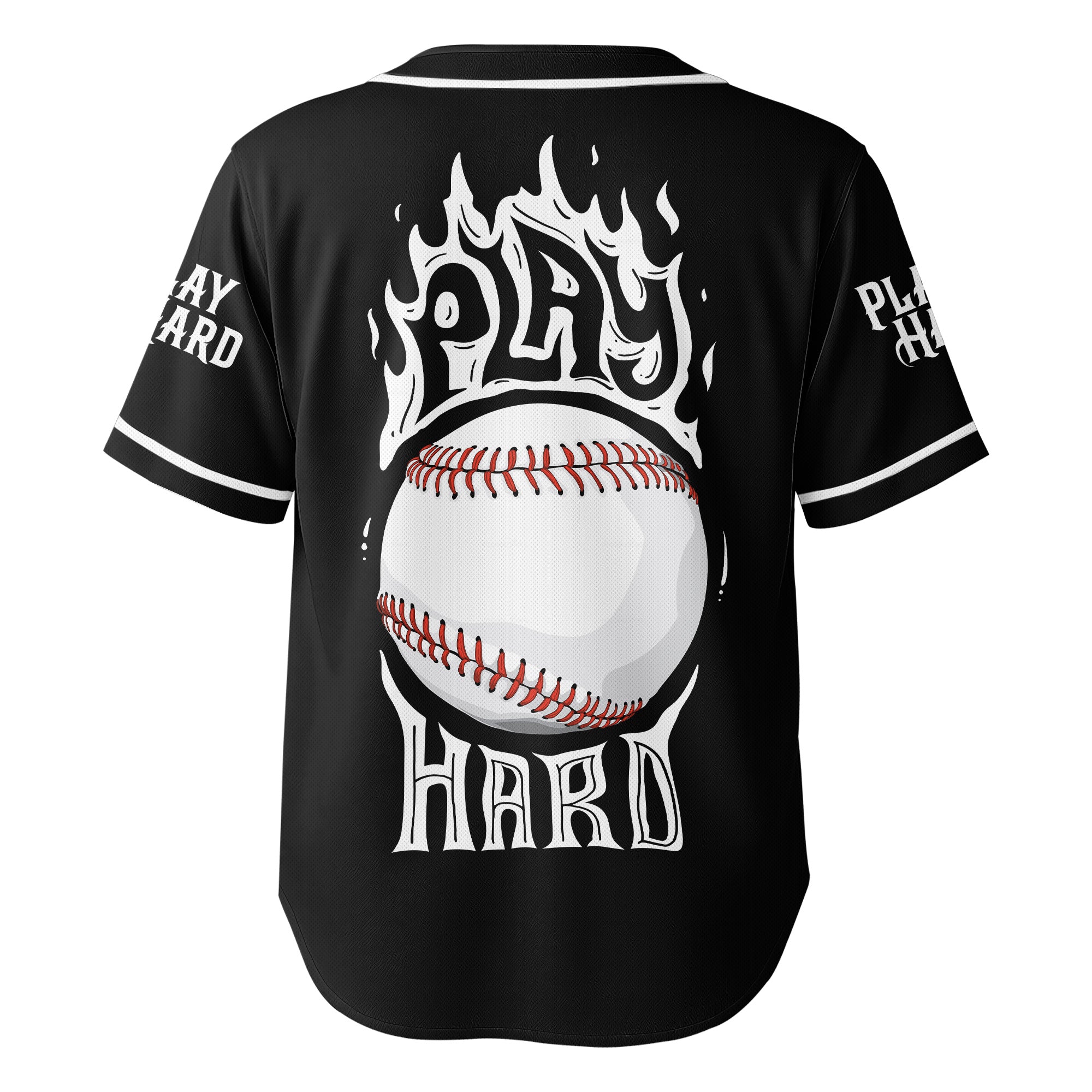Play Hard Baseball - Custom Black and White Baseball Jersey