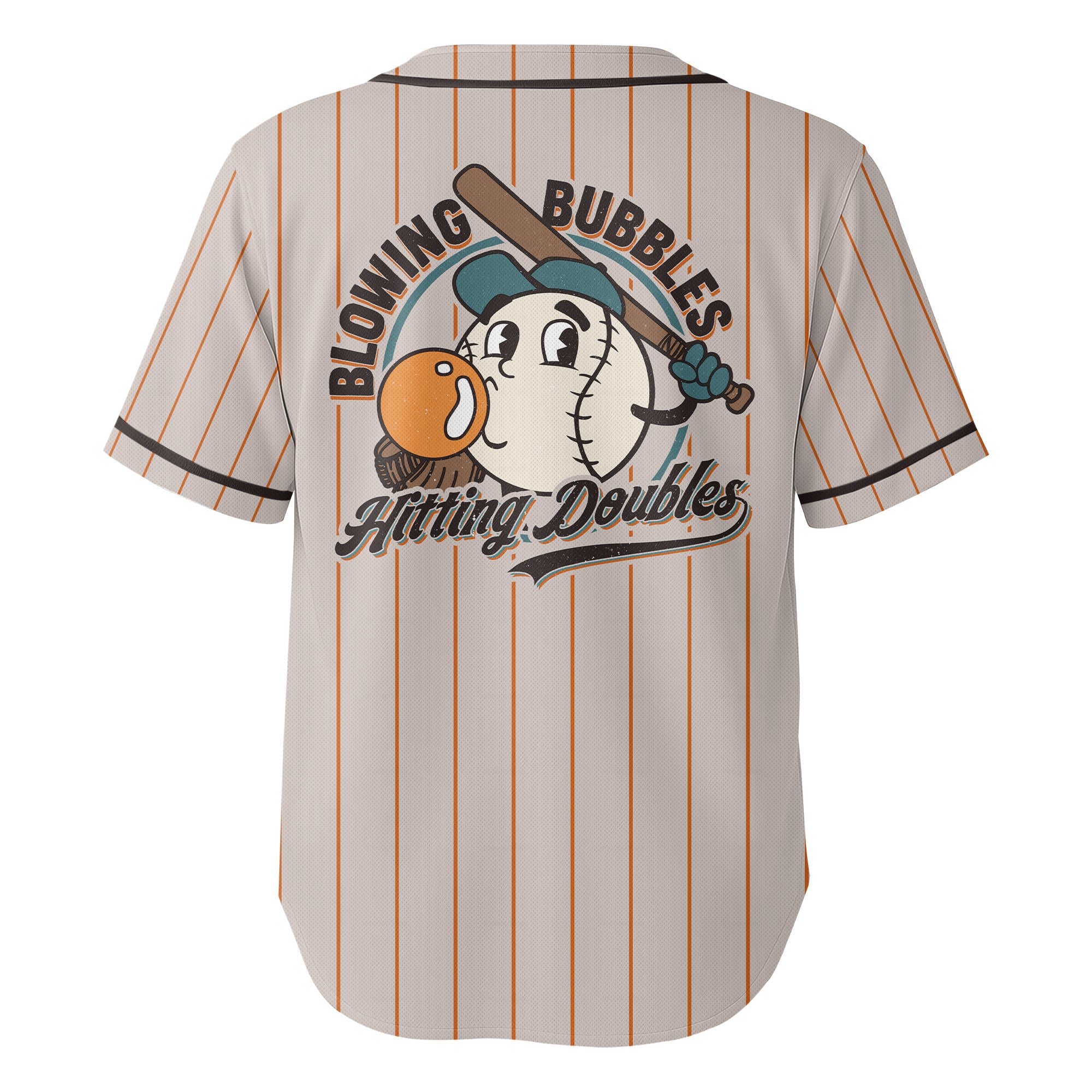 Blowing Bubbles Hitting Doubles - Custom Orange Stripes Baseball Jersey