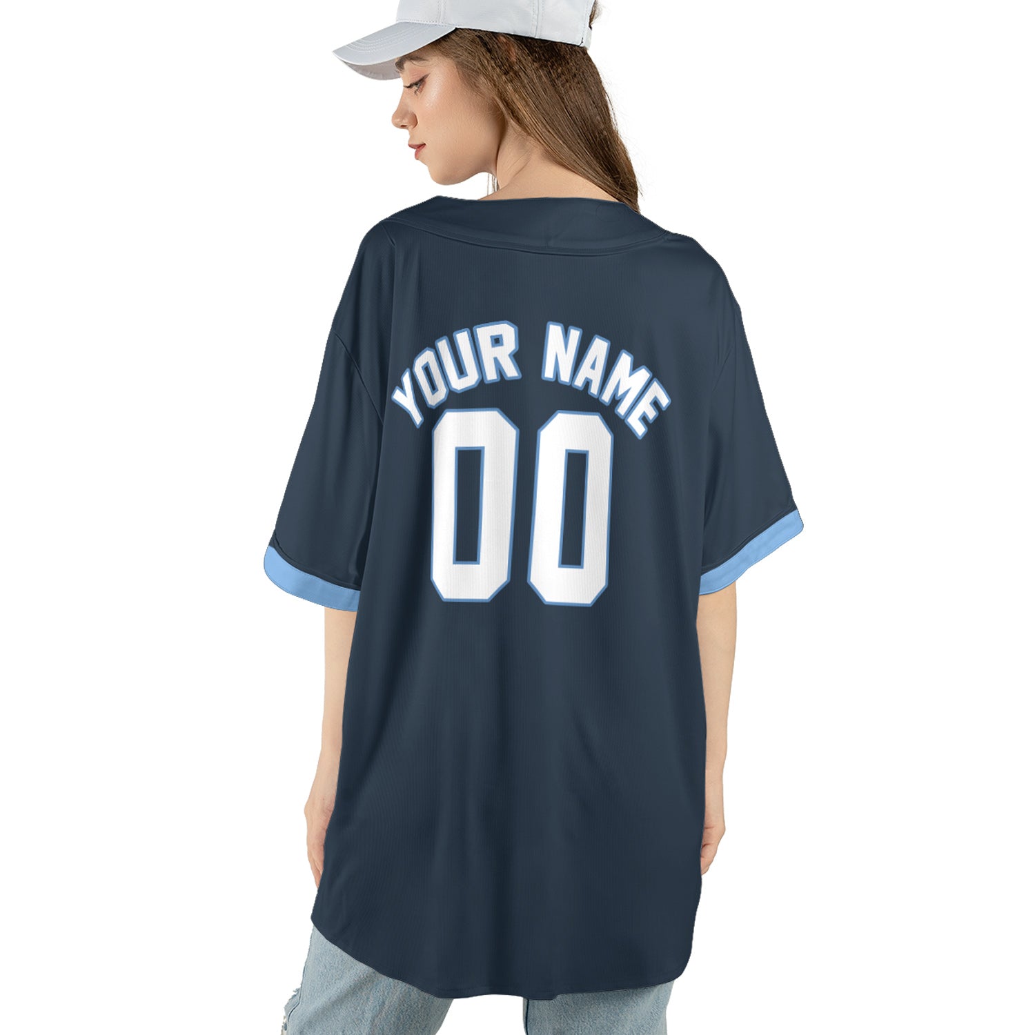 Midnight Blue Custom Jersey – Personalized Name & Logo in Cool Ice Trim