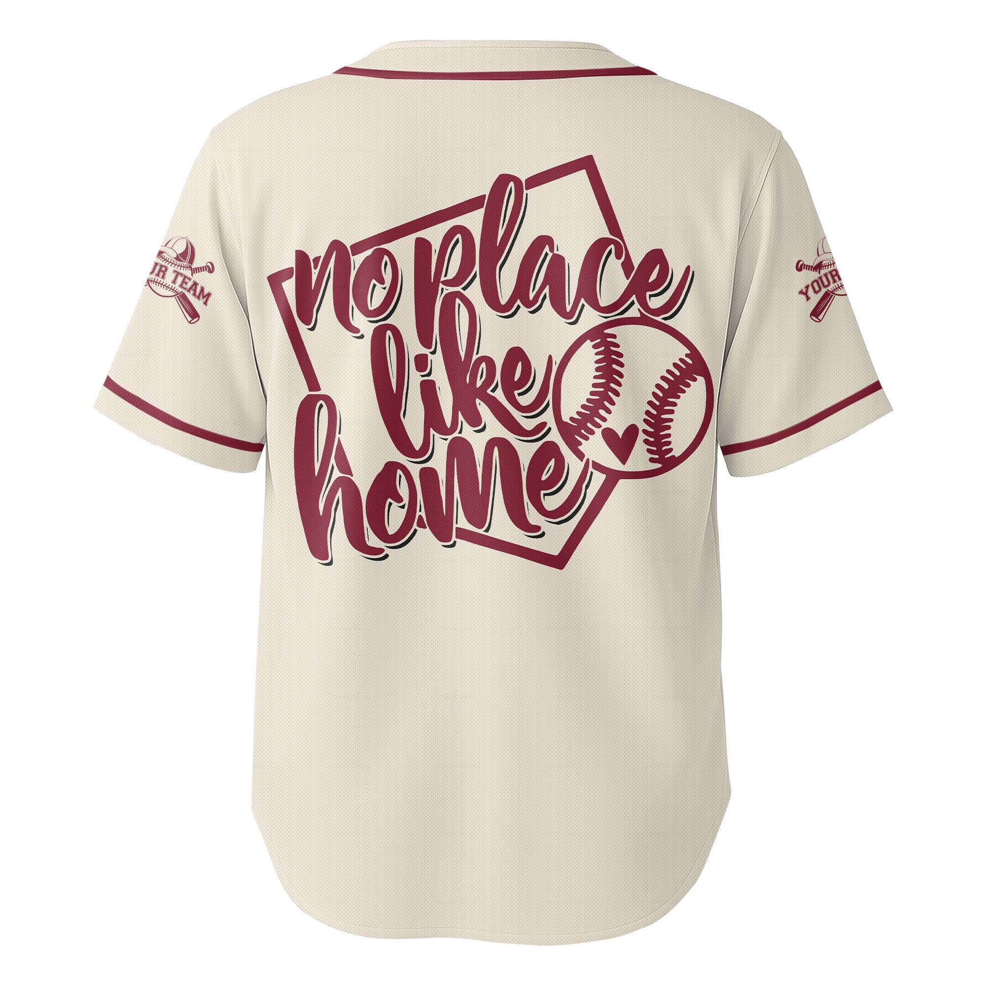 No Place Like Home - Custom Cream Red Baseball Jersey