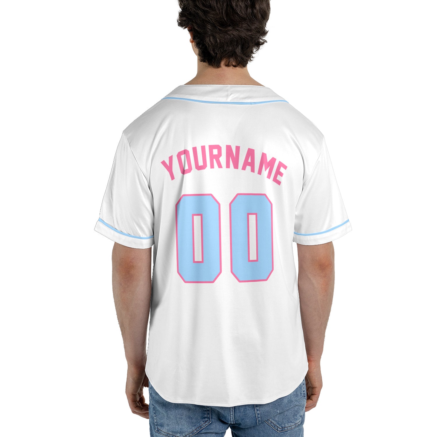 Baseball Jersey – Candy Cool – White & Pastel Pink/Blue
