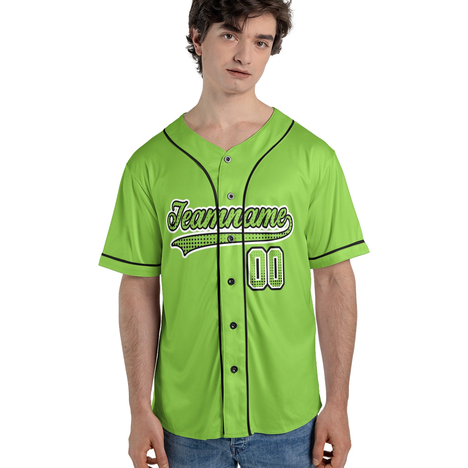 Custom Baseball Jersey – Neon Lime Pop Background