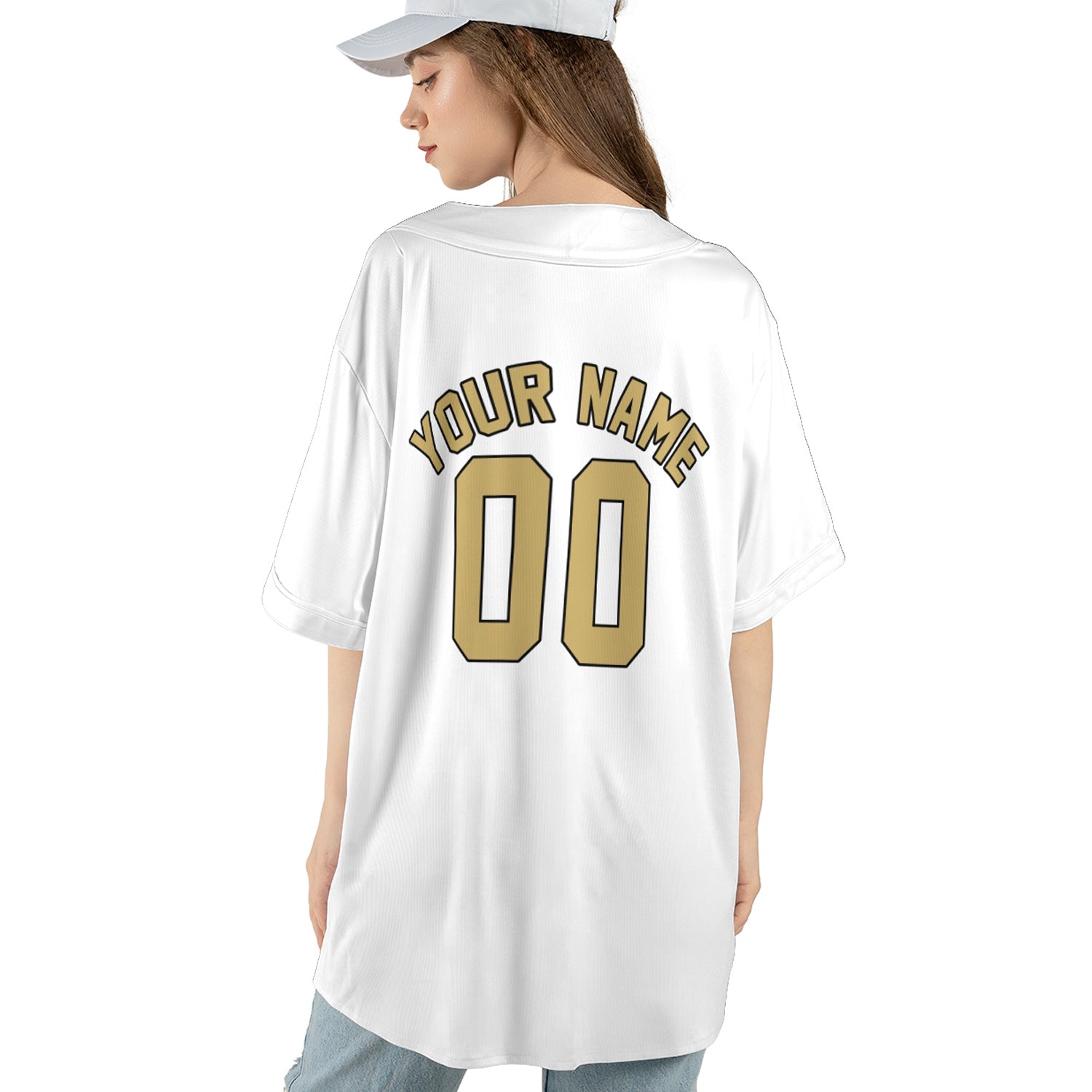 Gold Script Custom Jersey – Classic White with Personalized Name & Logo for Elite Team Identity