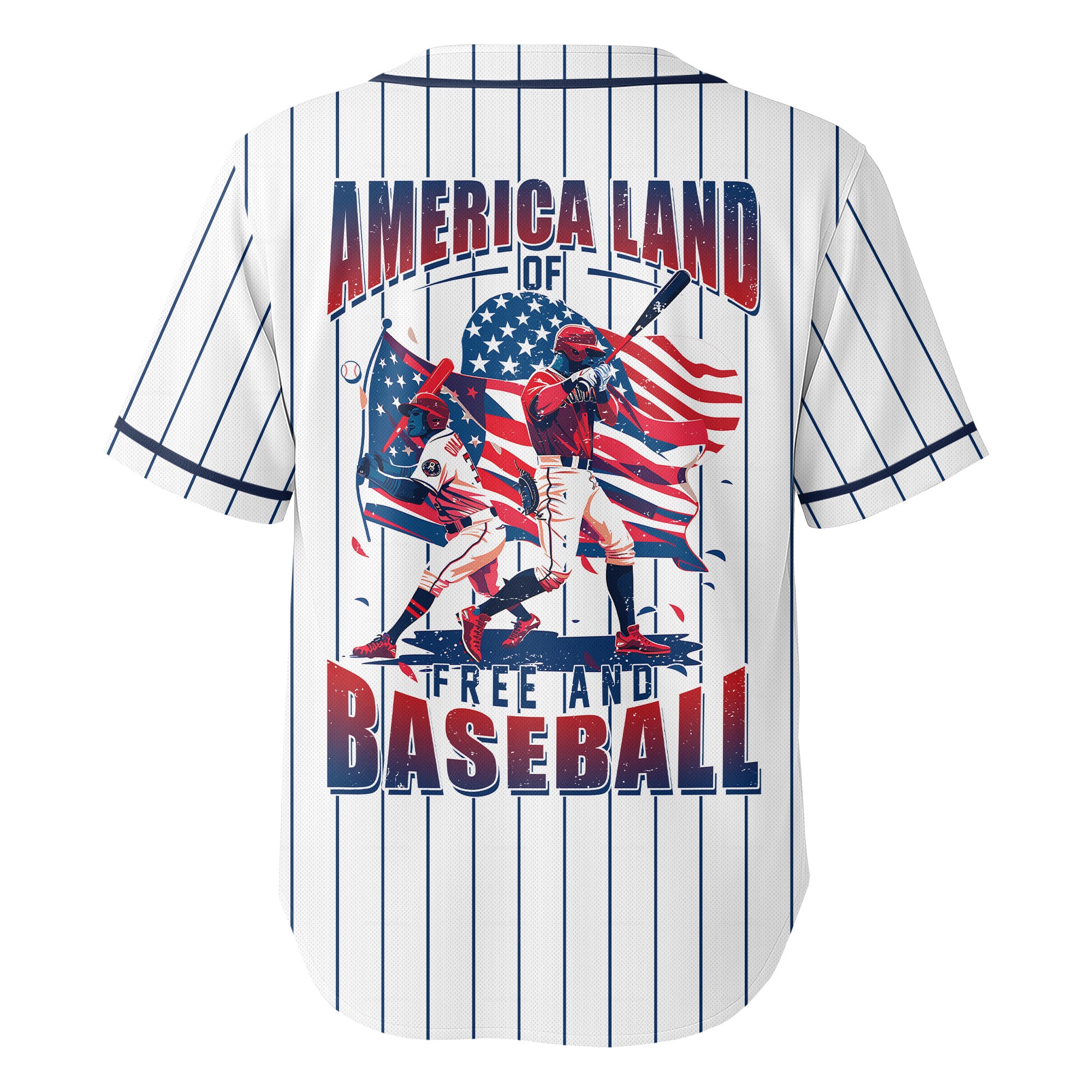 America Land of Free and Baseball - Custom Baseball Jersey - 4th of July Jersey - Baseball Lovers