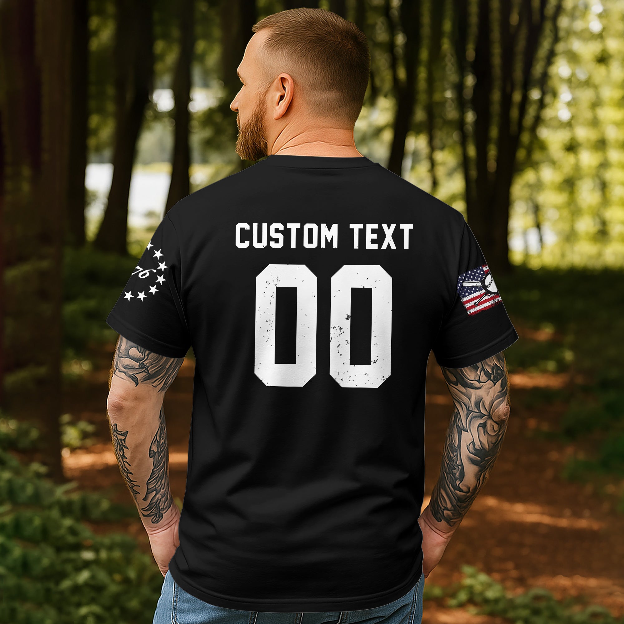 Custom Baseball Lover Shirts - USA Flag 4th July American Red White Blue Star Stripes