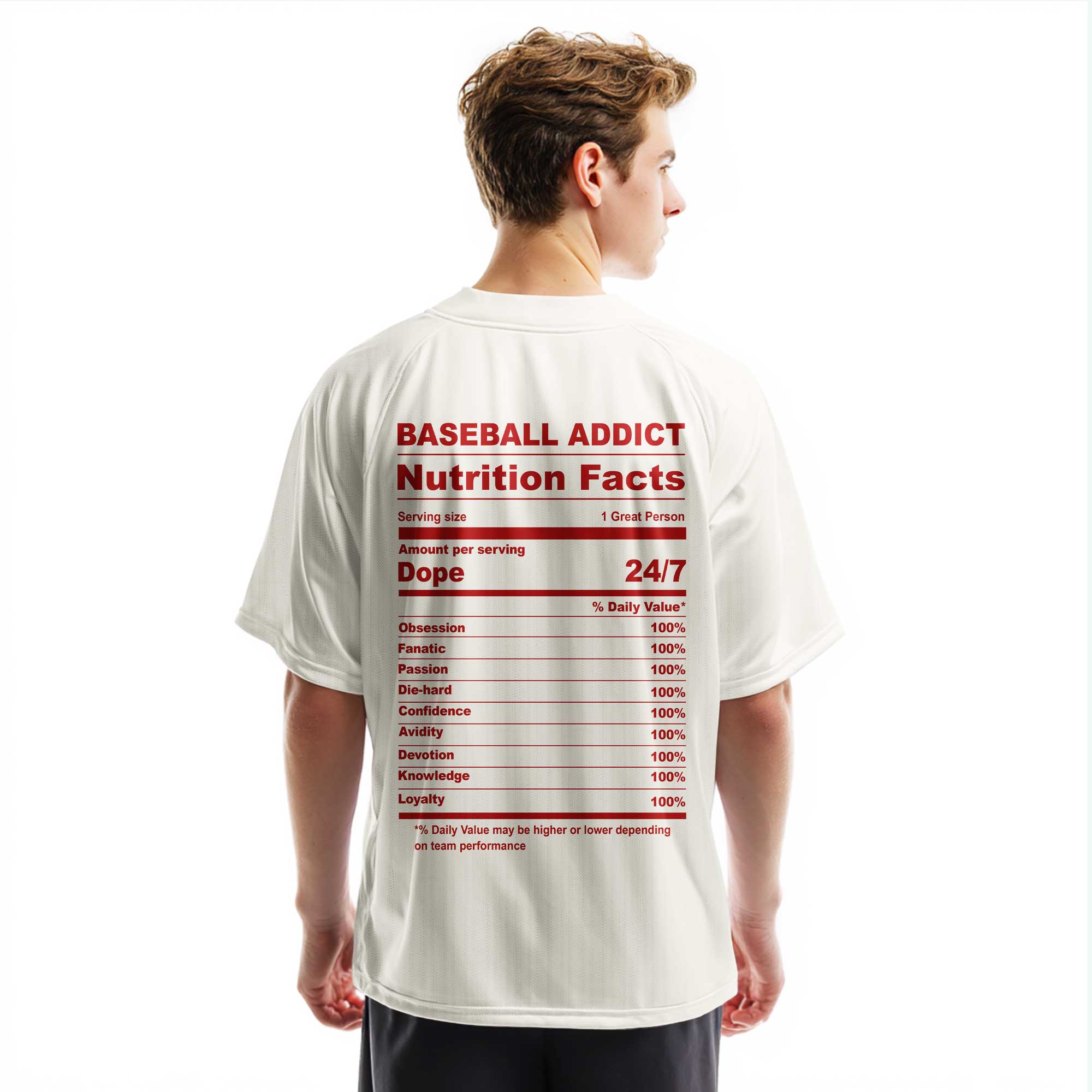Baseball Lover Facts - Custom Red and White Stripes Baseball Jersey