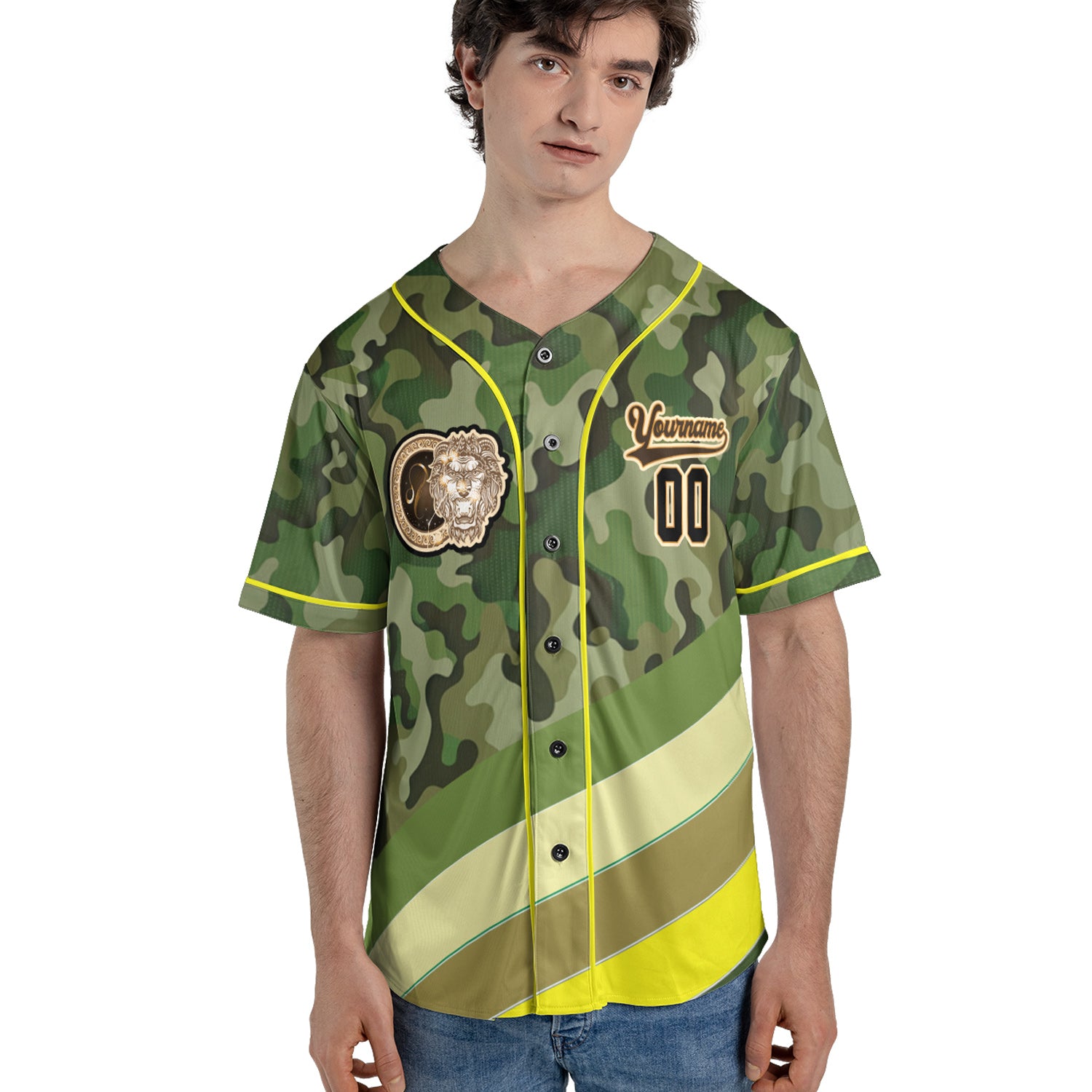 Leo Zodiac Baseball Jersey – Camouflage Wild Roar Edition