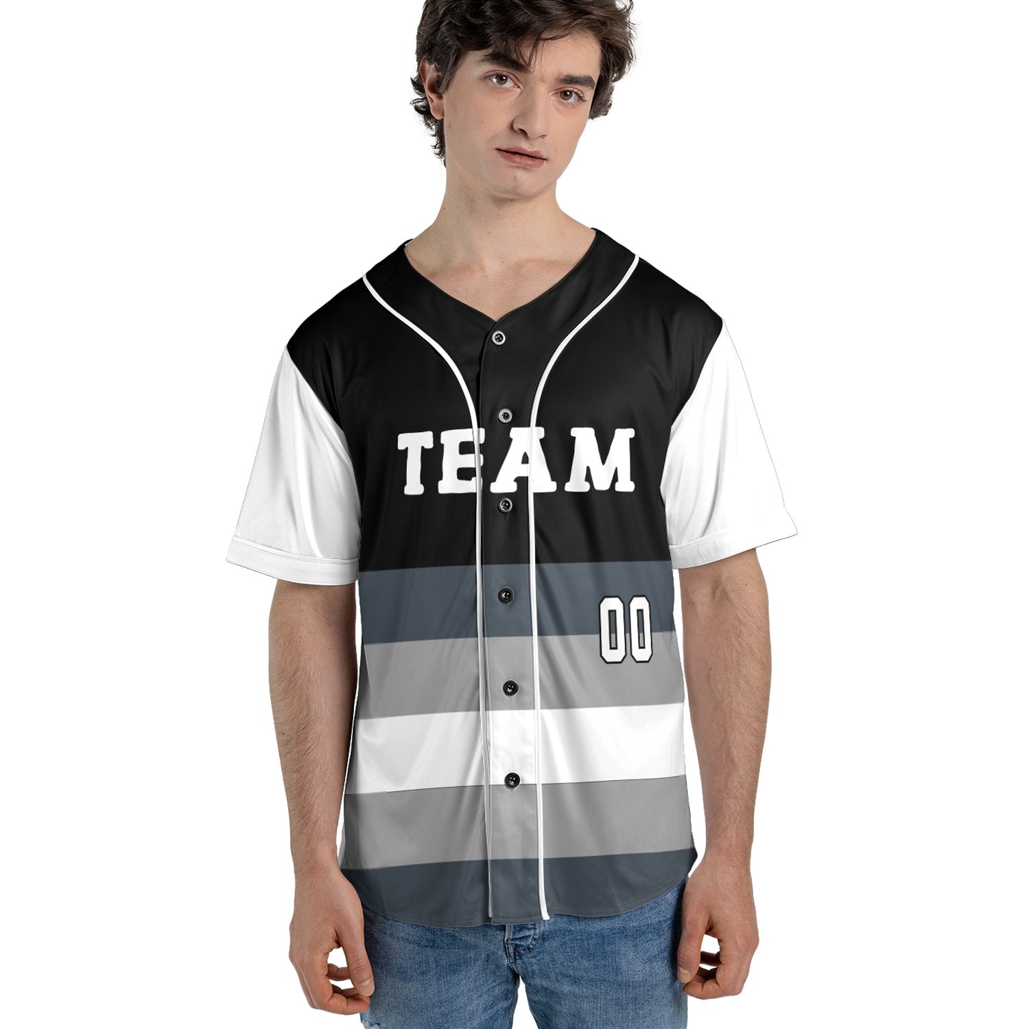 Custom Ice Grey-Black Gradient Baseball Jersey