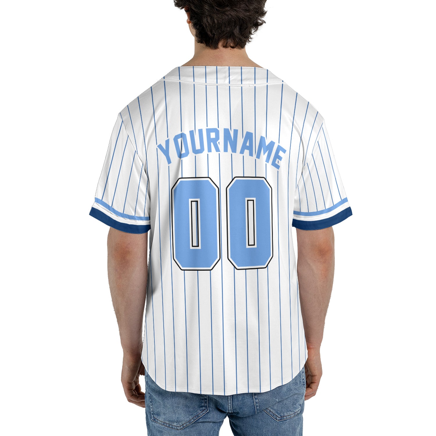 Custom Classic Pinstripe Baseball Jersey – Blue Ice Edition
