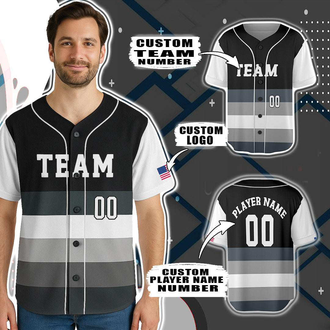 Custom Ice Grey-Black Gradient Baseball Jersey