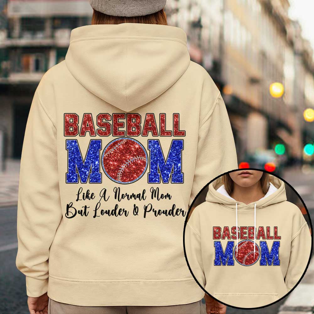 Baseball Mom Louder and Prouder - All Over Print Baseball Hoodie