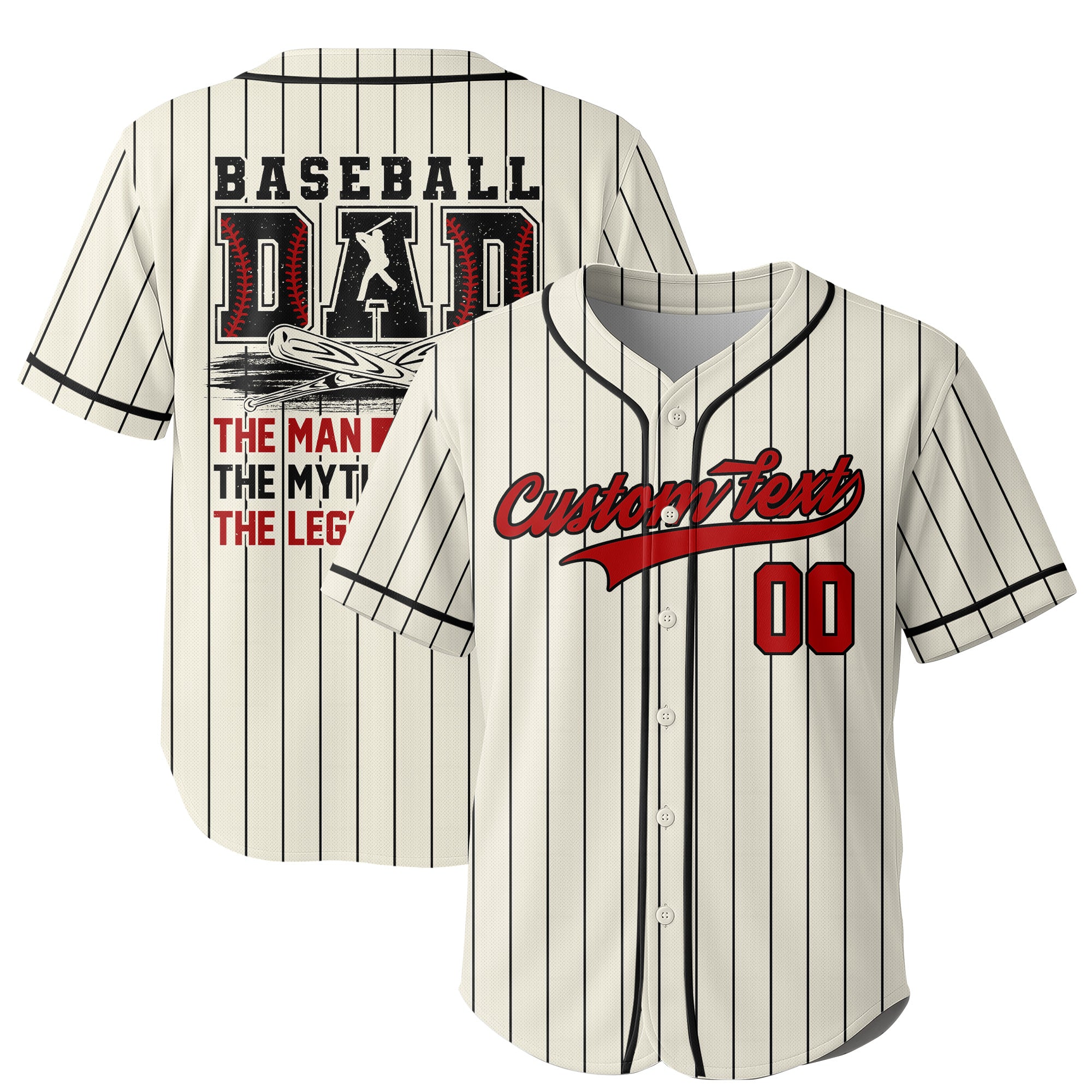 Custom Baseball Jersey - Baseball Dad The Men, The Myth, The Legend - Father's Day Shirt for Baseball Lover, Gift for Husband, New Father