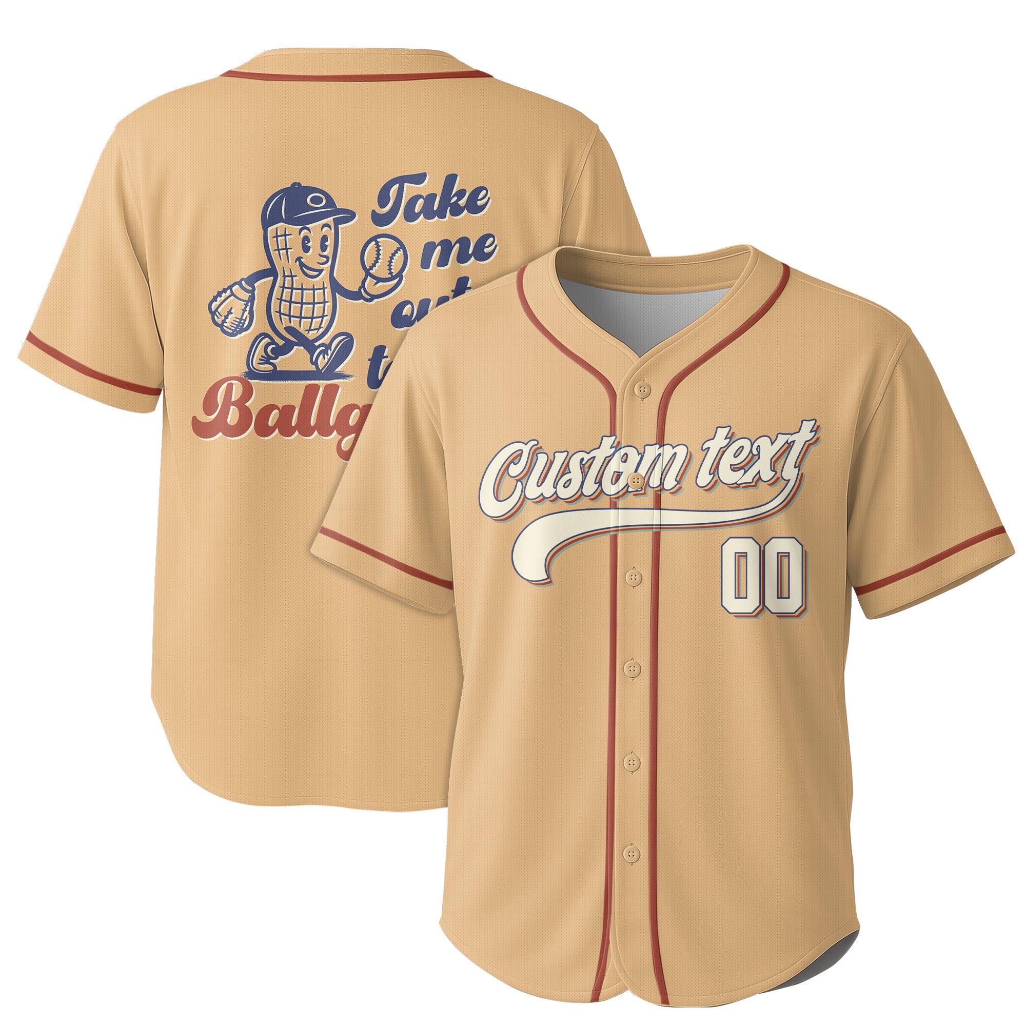 Custom Name Custom Number - Cream Retro Take Me Out To The Ball Game - Basbeall Jersey Lovers