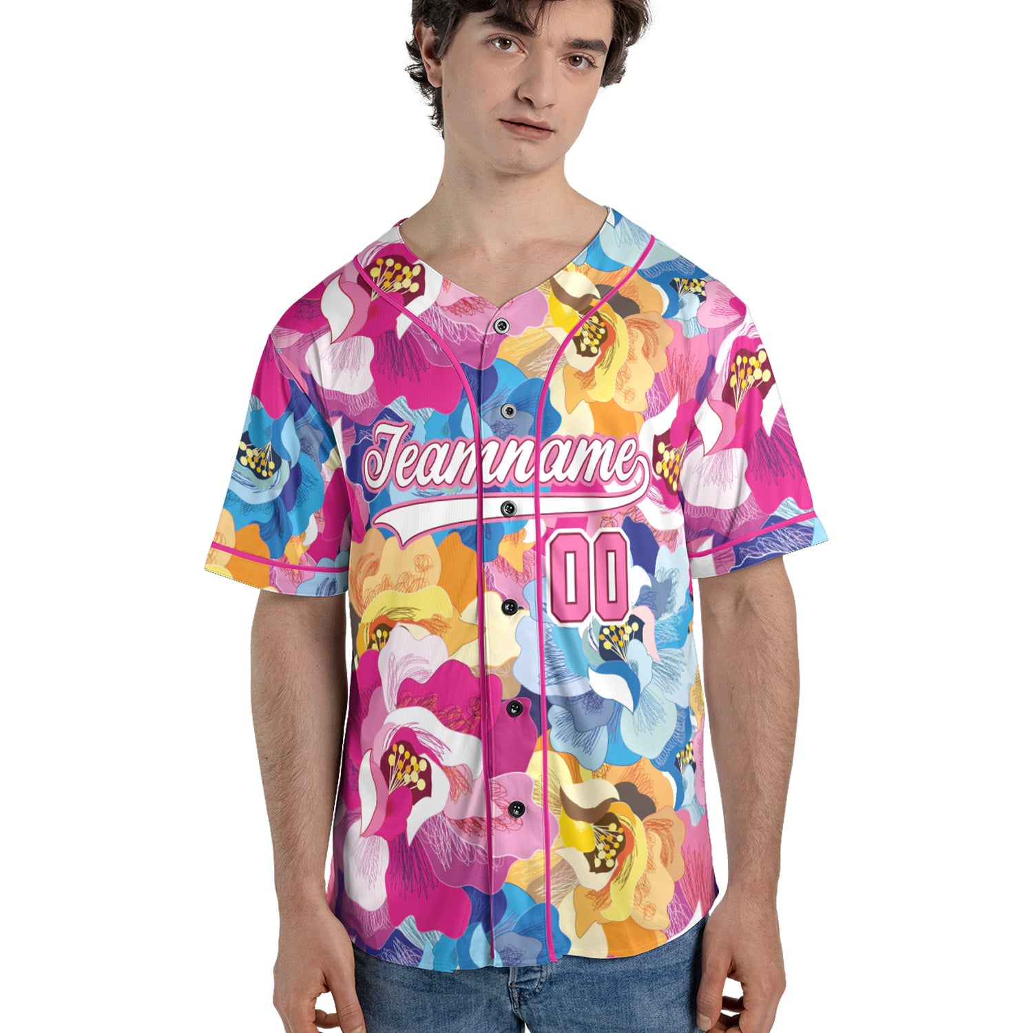 Custom Baseball Jersey – Full Bloom Floral