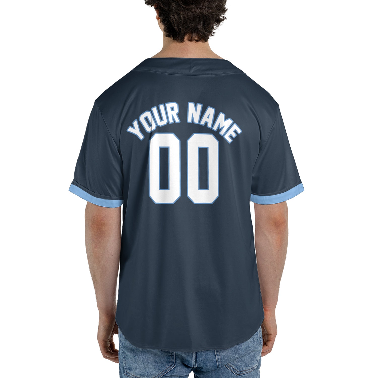 Midnight Blue Custom Jersey – Personalized Name & Logo in Cool Ice Trim