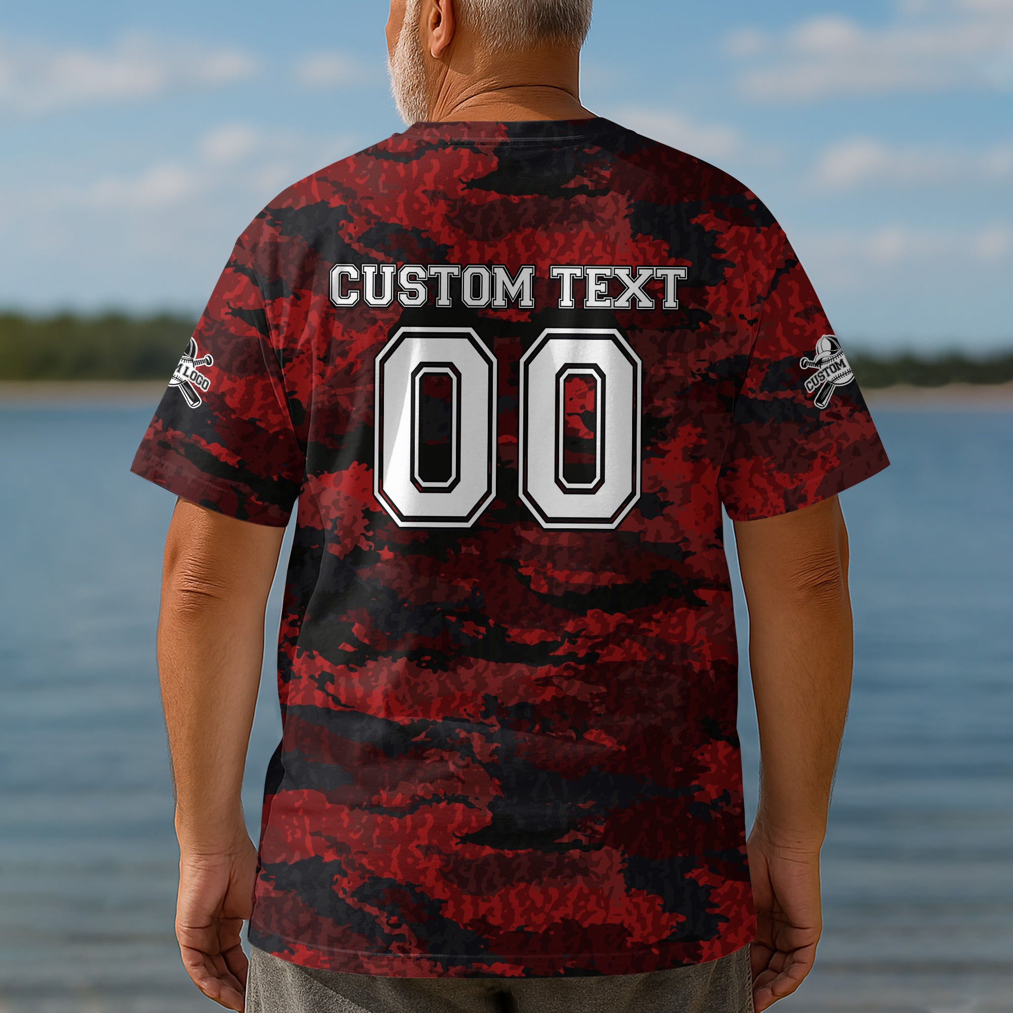 Custom All Over Print Red Camouflage Baseball T-Shirt - Baseball All-Star Game 2025