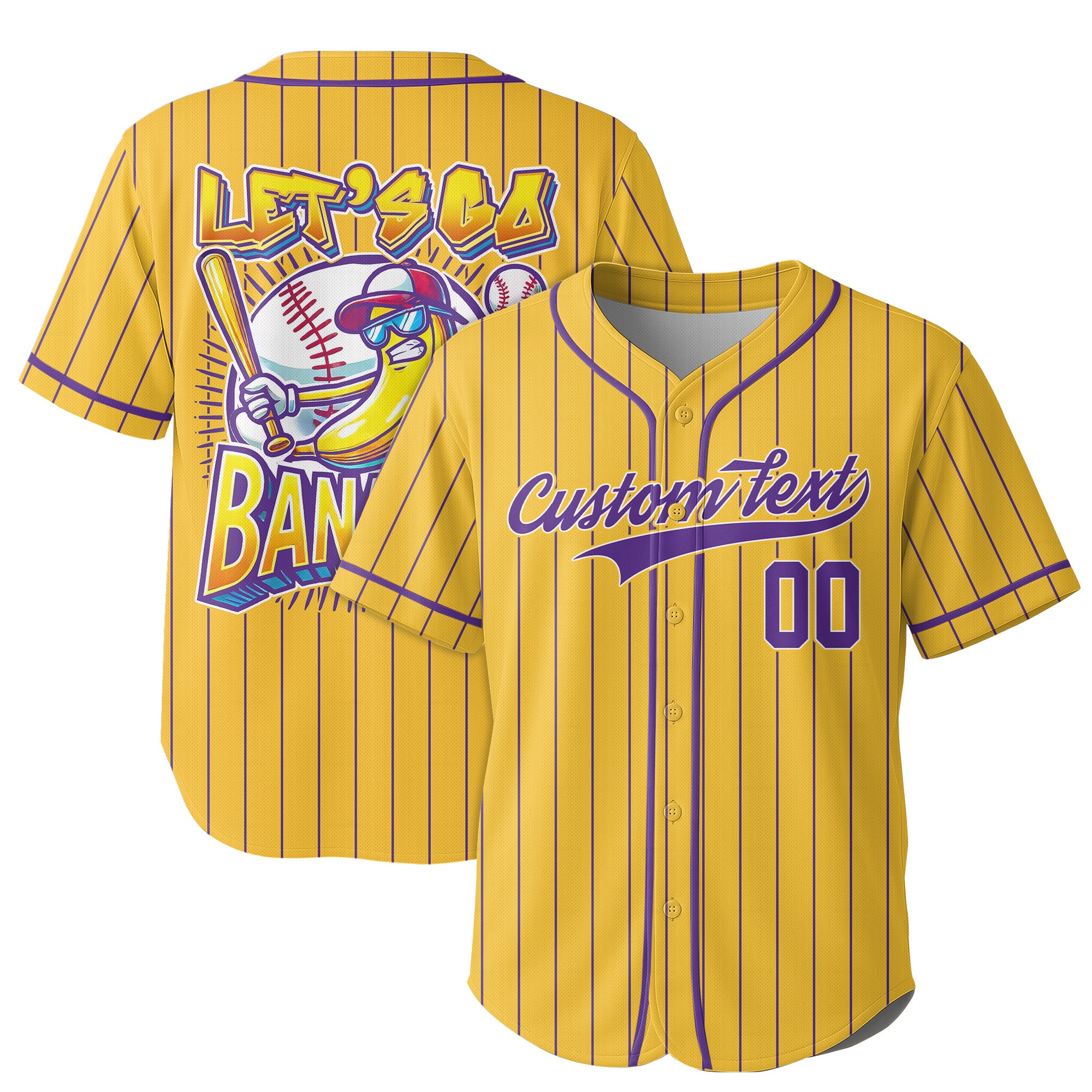 Custom Yellow Purple Navy Baseball Jersey