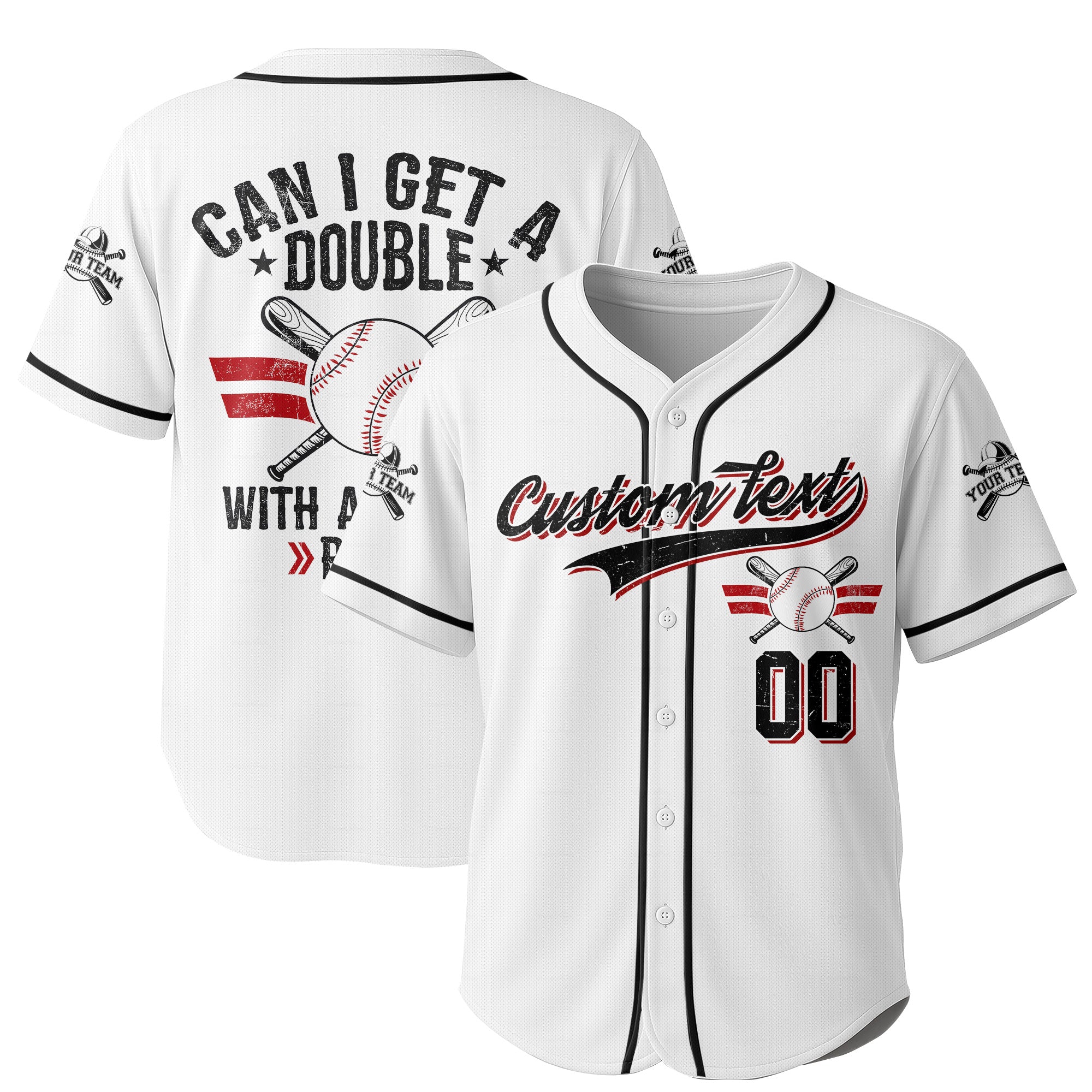 Can I Get A Double With A Side Of RBIs - Custom Cream White Baseball Jersey
