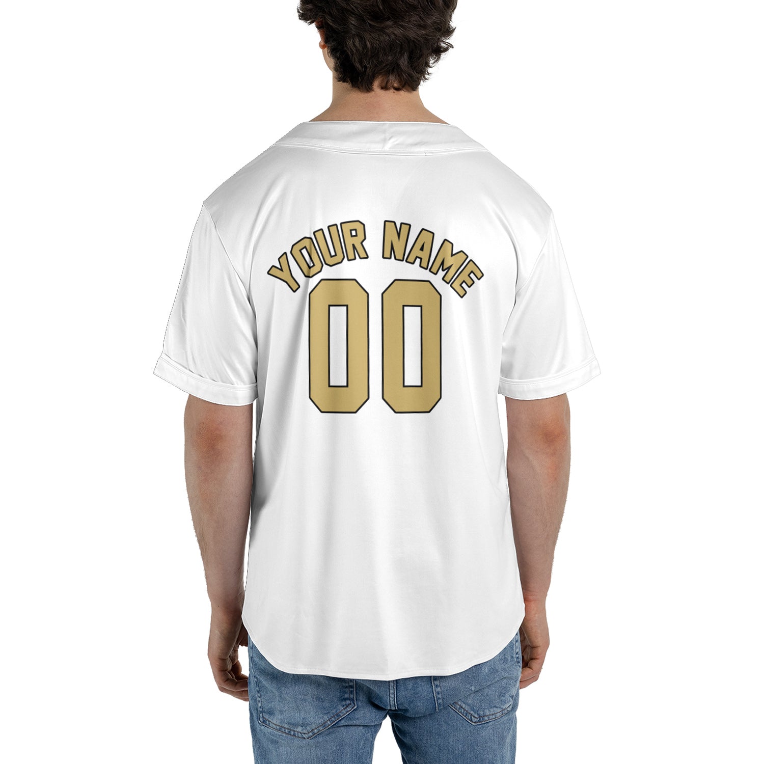 Gold Script Custom Jersey – Classic White with Personalized Name & Logo for Elite Team Identity