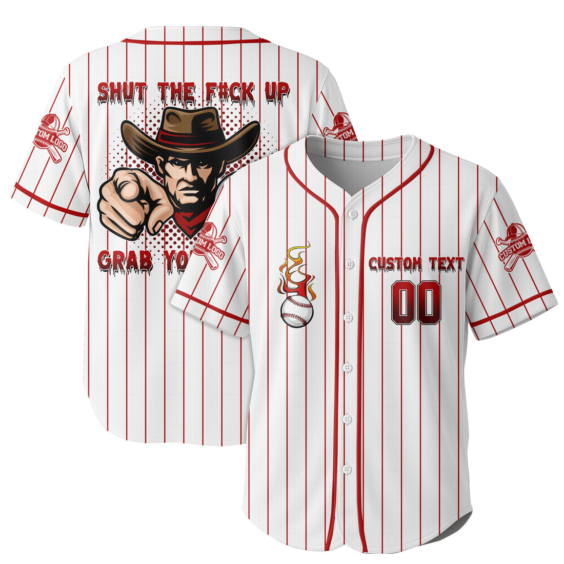 Custom Red Striped Baseball Jersey - Go Grab Your Balls