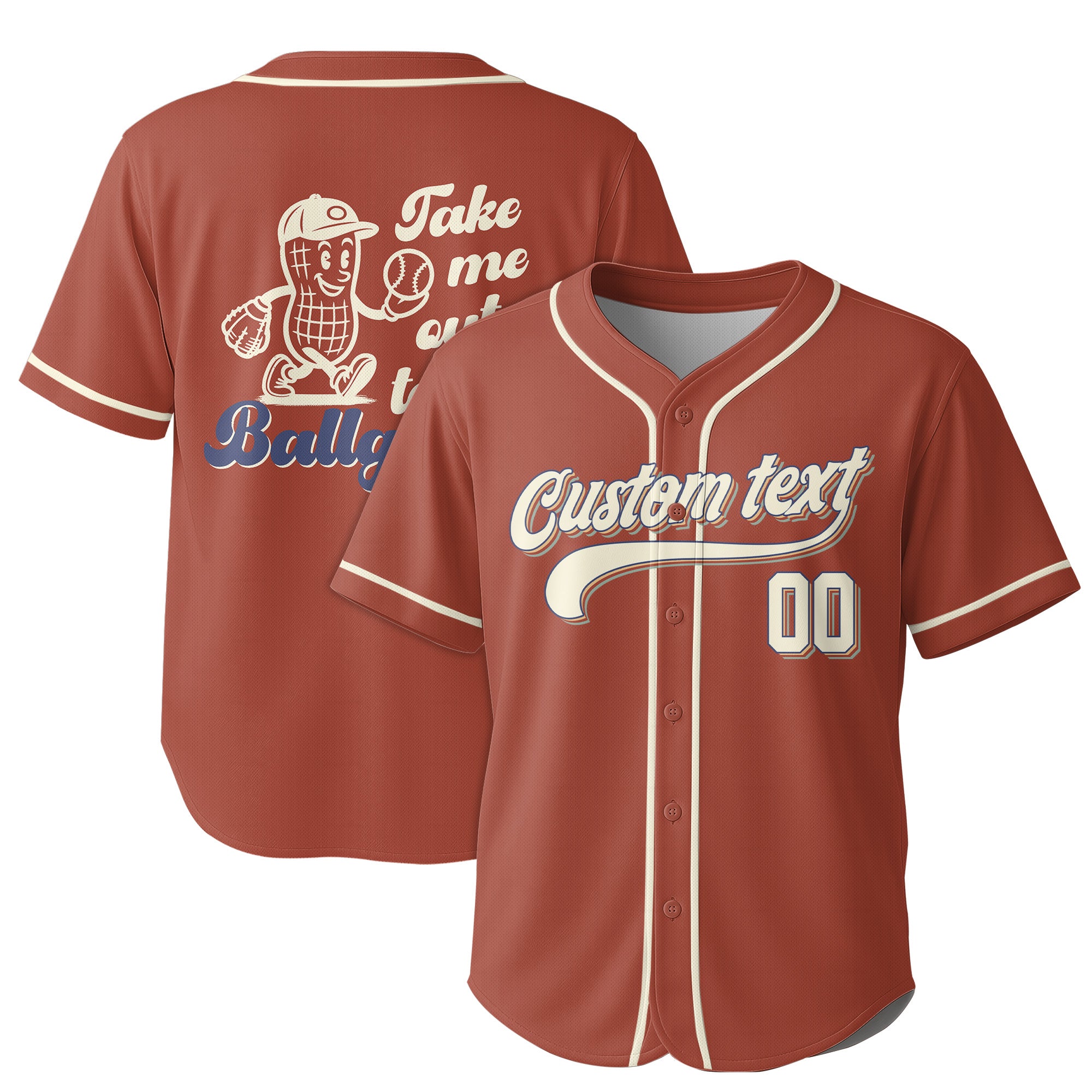 Custom Name Custom Number - Cream Retro Take Me Out To The Ball Game - Basbeall Jersey Lovers
