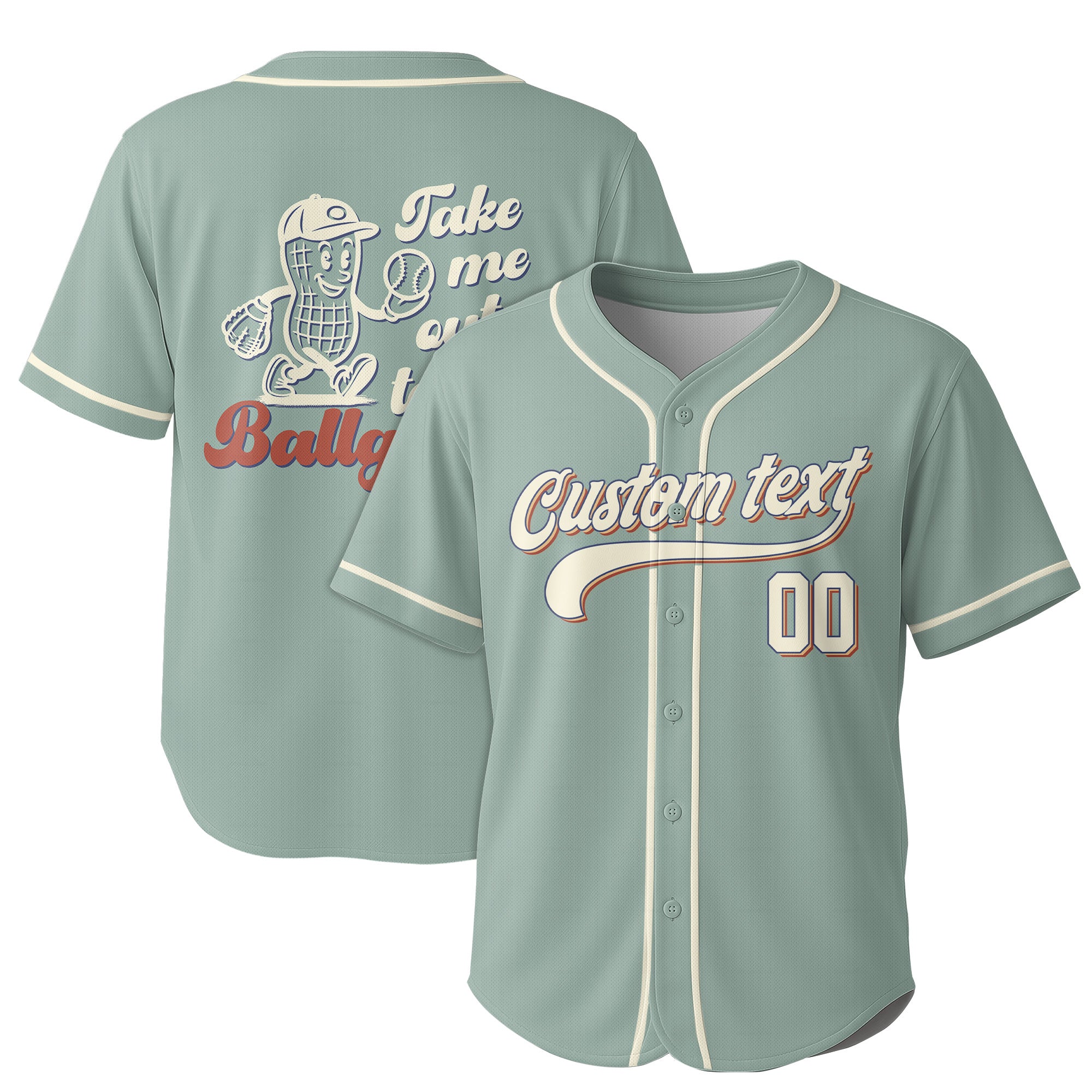 Custom Name Custom Number - Cream Retro Take Me Out To The Ball Game - Basbeall Jersey Lovers