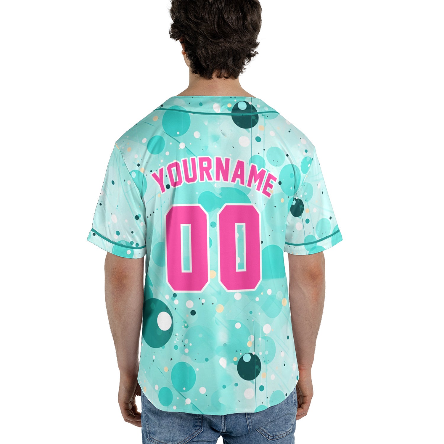 Custom Baseball Jersey – Aqua Bubble Pop