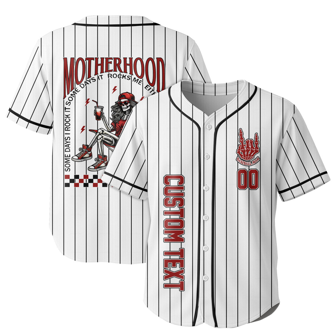 Motherhood Rock It Together - Custom White and Black Stripes Baseball Jersey