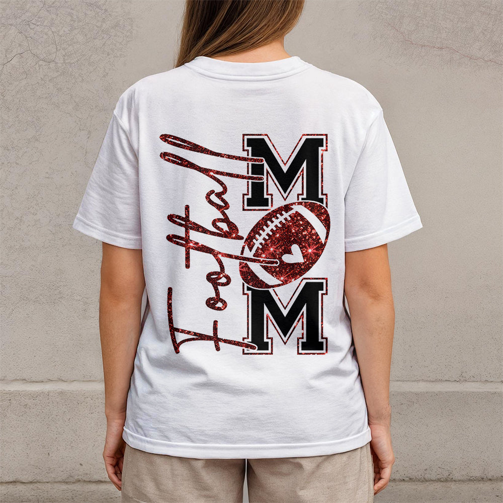 Glitter Football Mom - Black and White Tshirt for Football Season