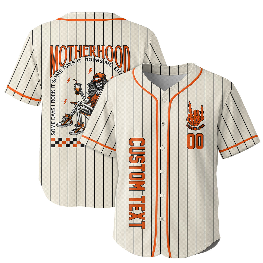 Motherhood Rock It Together - Custom Cream Orange Baseball Jersey