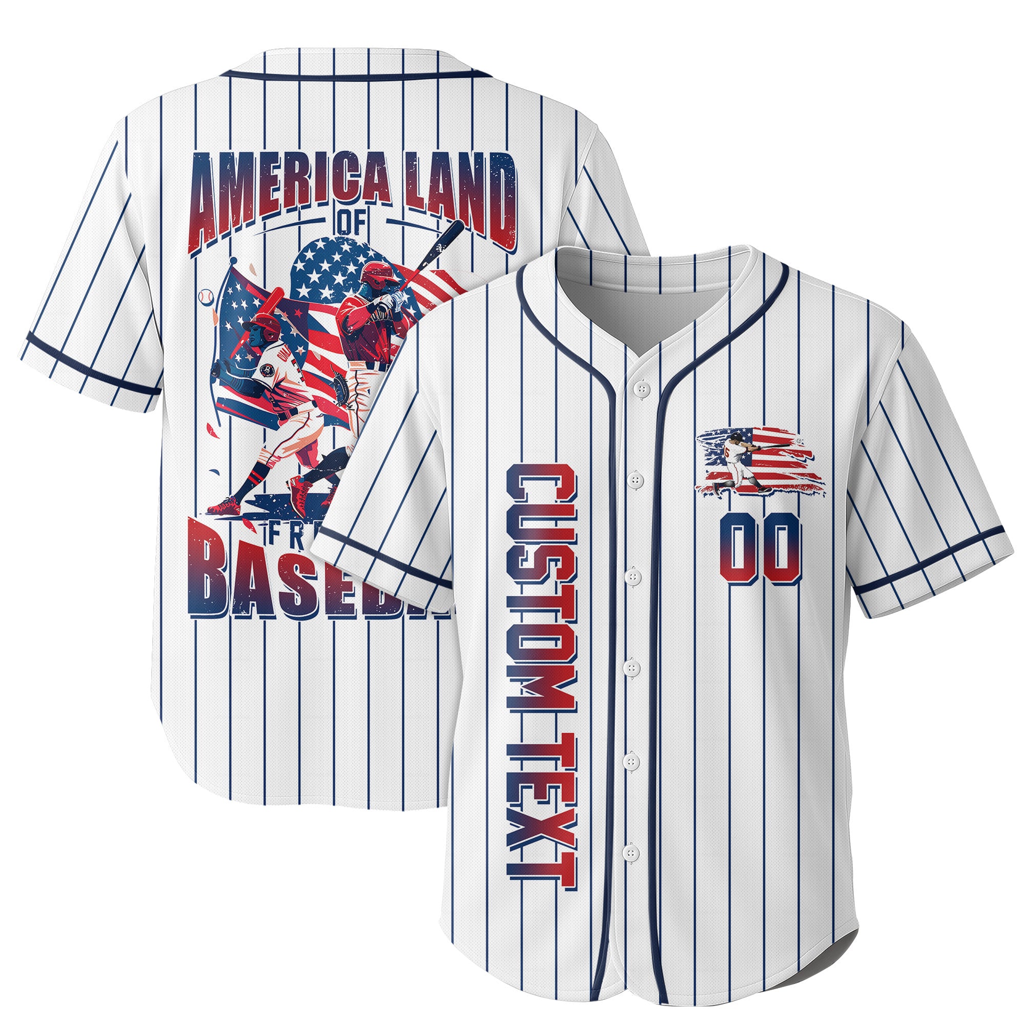 America Land of Free and Baseball - Custom Baseball Jersey - 4th of July Jersey - Baseball Lovers